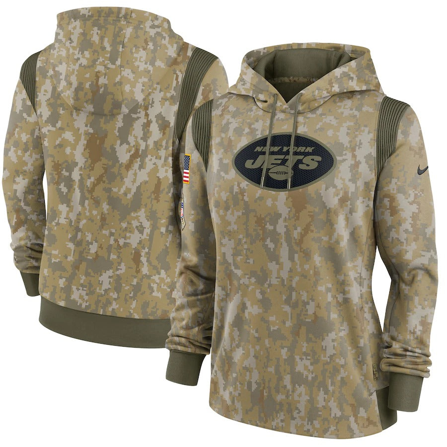 Women’s New York Jets Nike Olive 2021 Salute To Service Therma Performance Pullover Hoodie