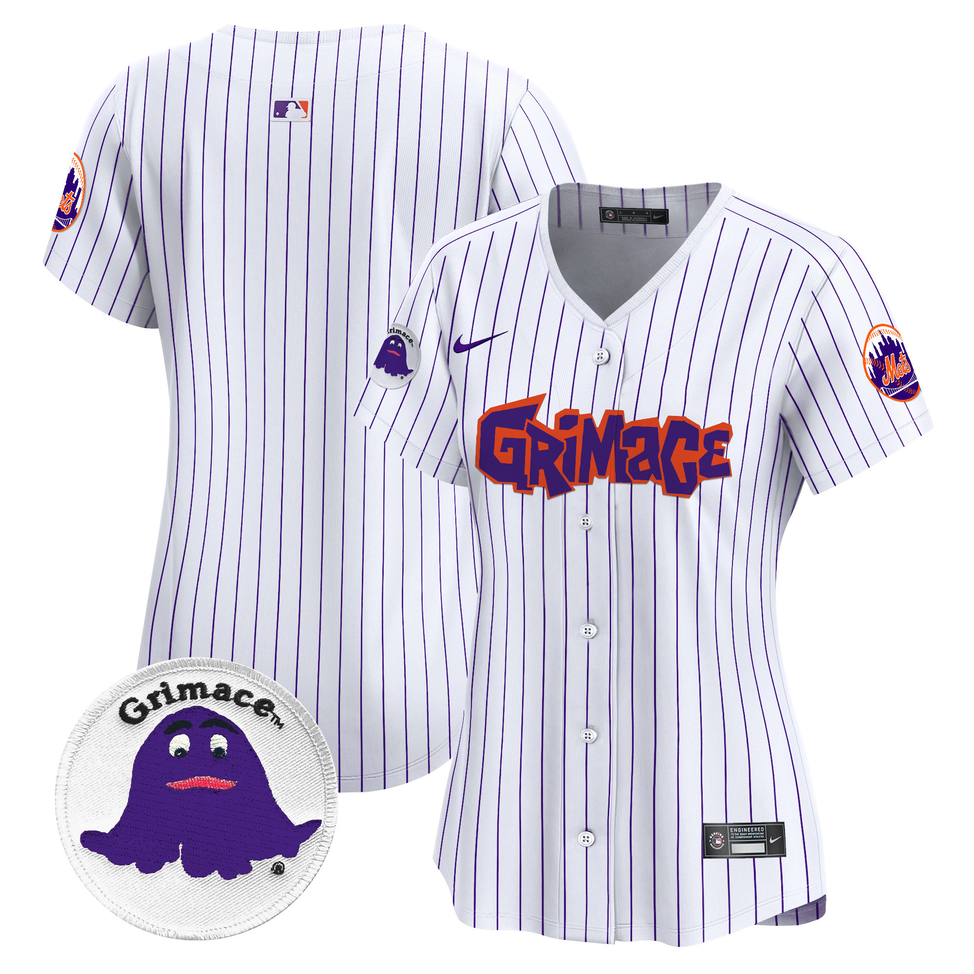 Women's New York Mets Grimace Vapor Premier Limited Pinstripe Jersey V2 - All Stitched