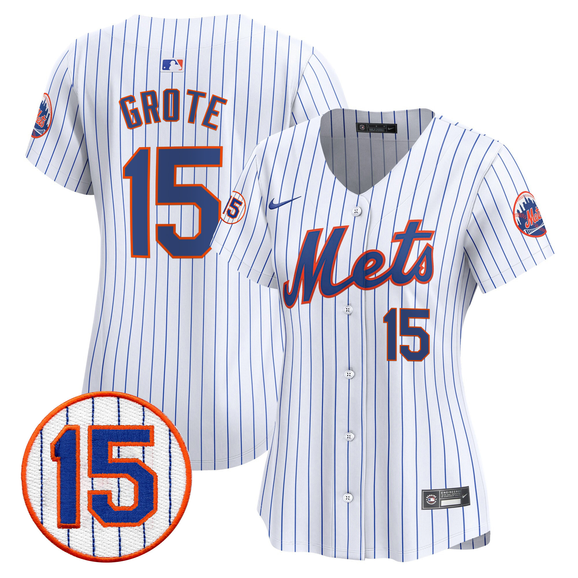 Women's New York Mets Jerry Grote Patch Vapor Premier Limited White Jersey - All Stitched