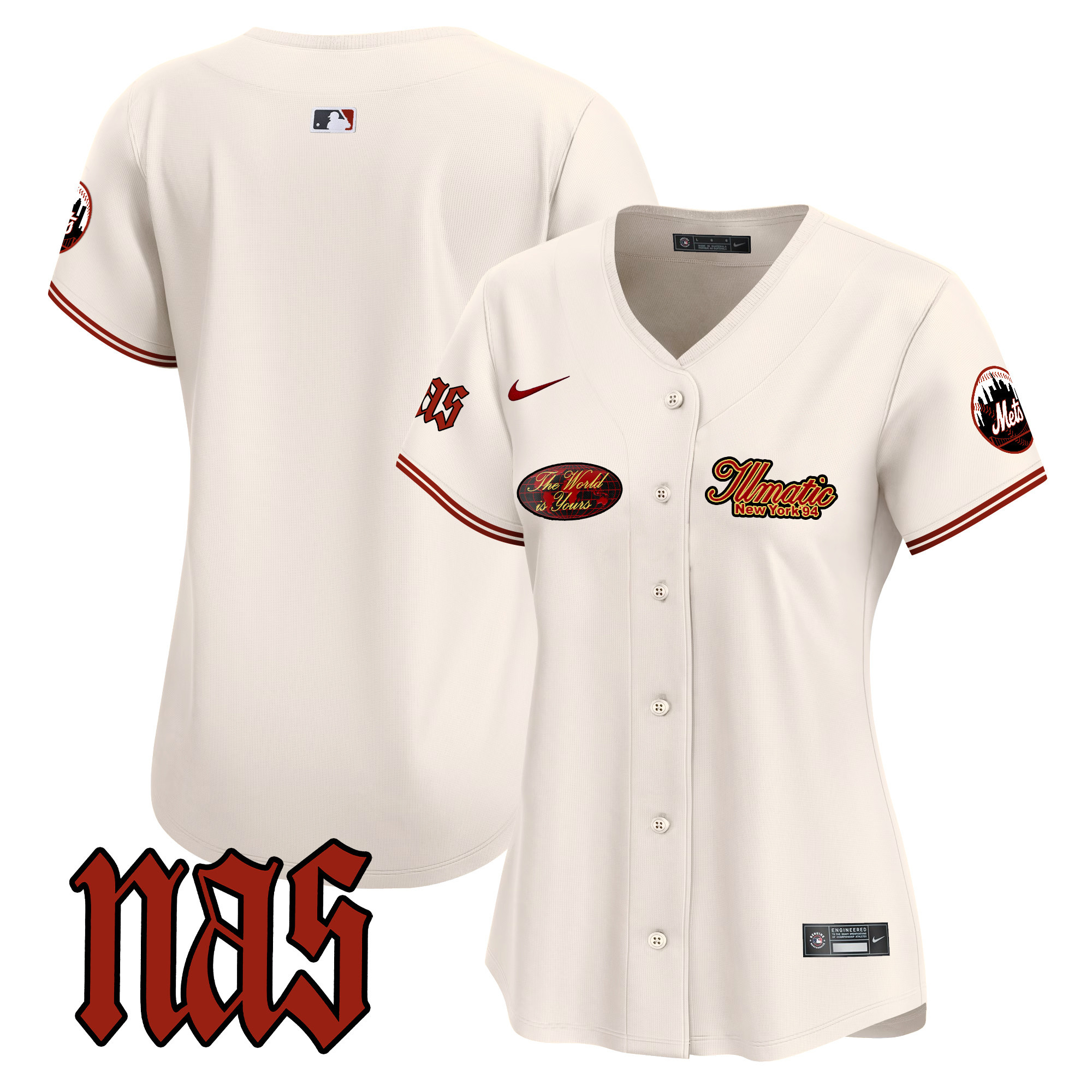 Women's New York Mets Nas Illmatic Vapor Premier Limited Cream Jersey V2 - All Stitched