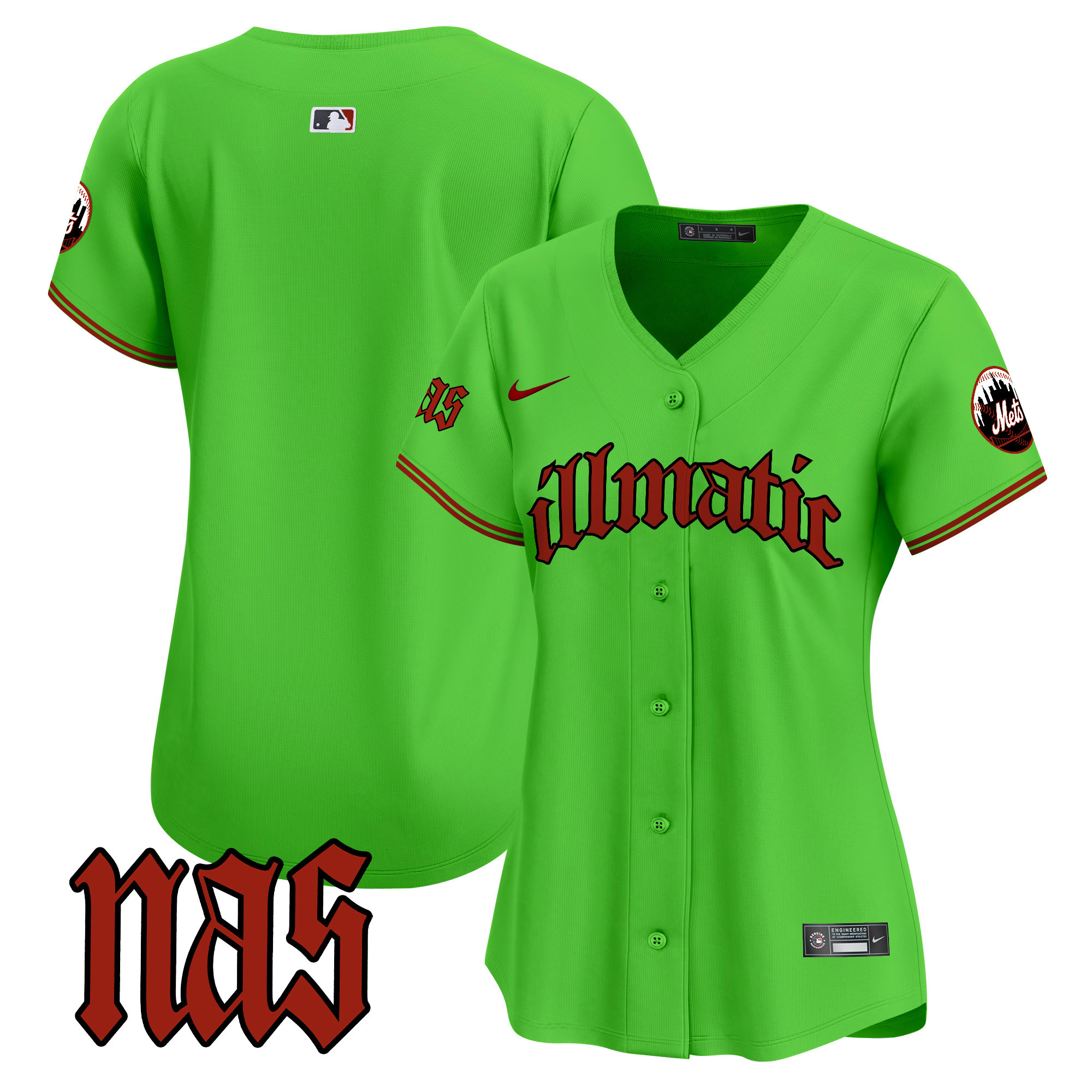Women's New York Mets Nas Illmatic Vapor Premier Limited Green Jersey - All Stitched