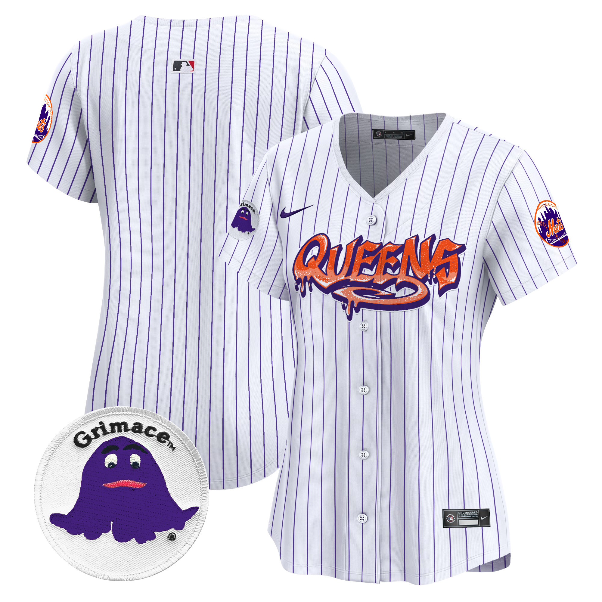Women's New York Mets Queens Graffiti Vapor Premier Limited Pinstripe Jersey - All Stitched