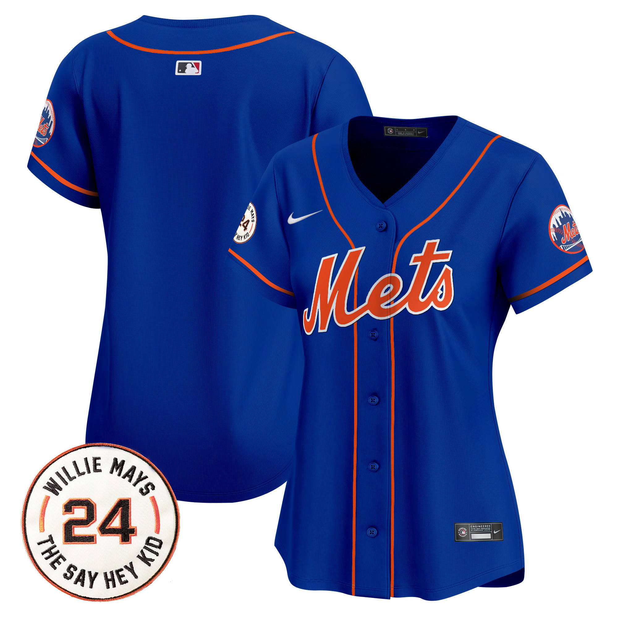 Women's New York Mets Willie Mays Patch Vapor Premier Limited Royal Jersey - All Stitched