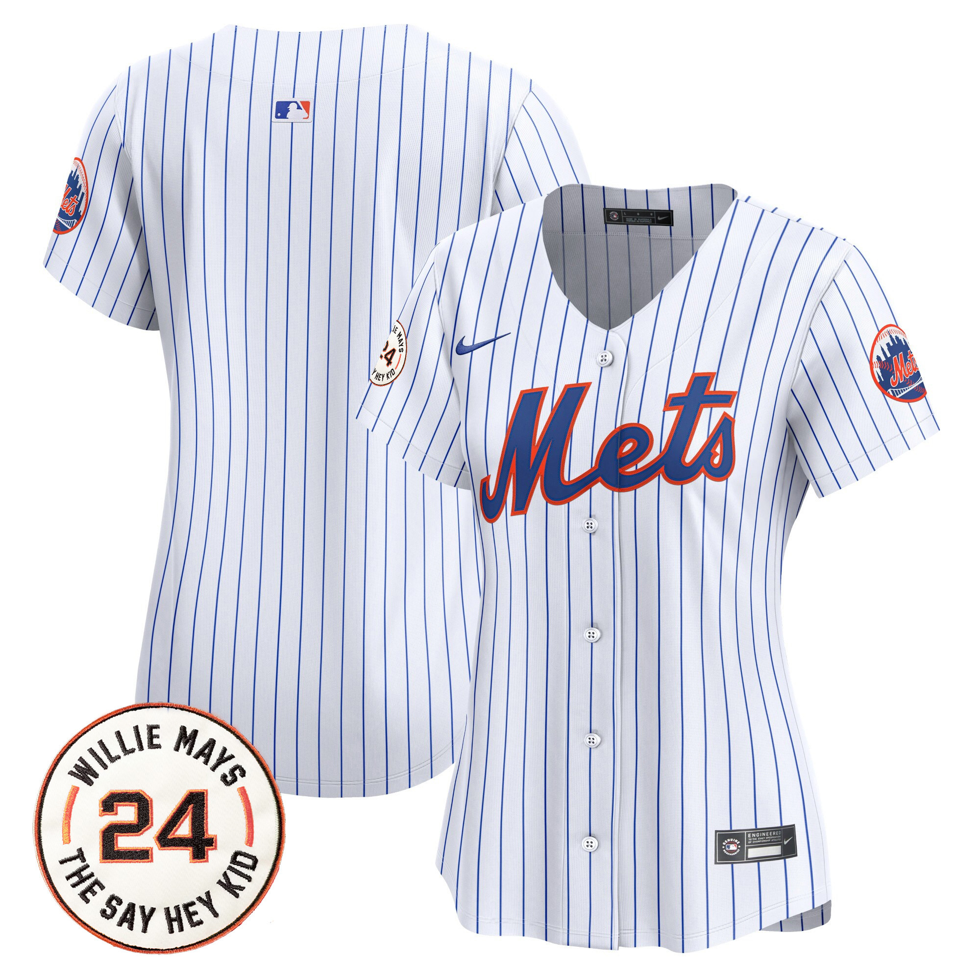 Women's New York Mets Willie Mays Patch Vapor Premier Limited White Jersey - All Stitched