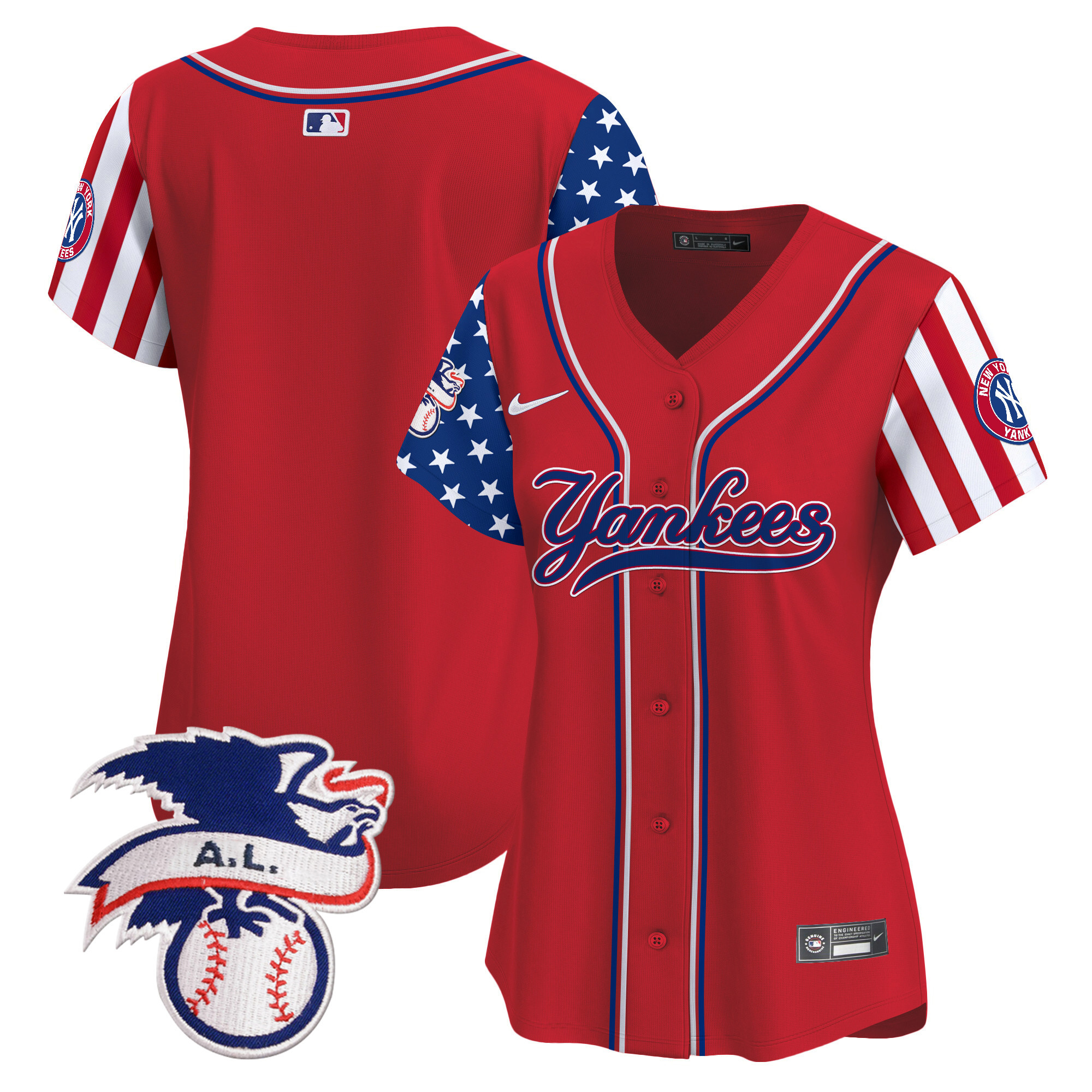 Women's New York Yankees 2024 Fourth of July Vapor Premier Limited Red Jersey V7 - All Stitched
