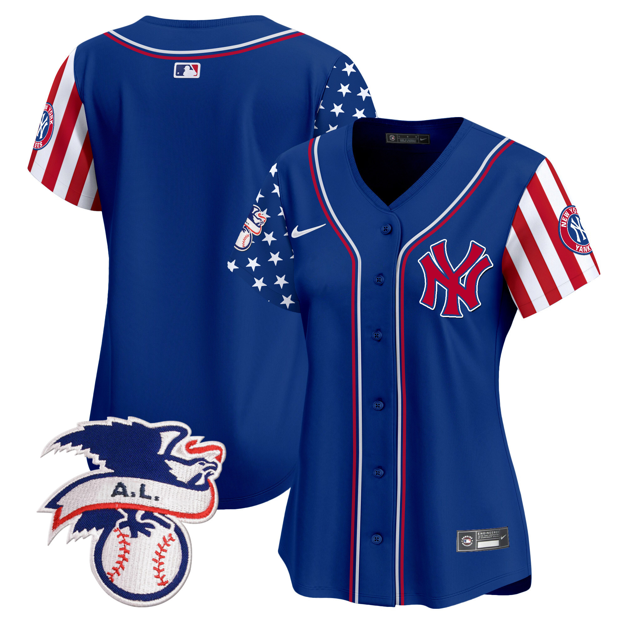 Women's New York Yankees 2024 Fourth of July Vapor Premier Limited Royal Jersey V5 - All Stitched