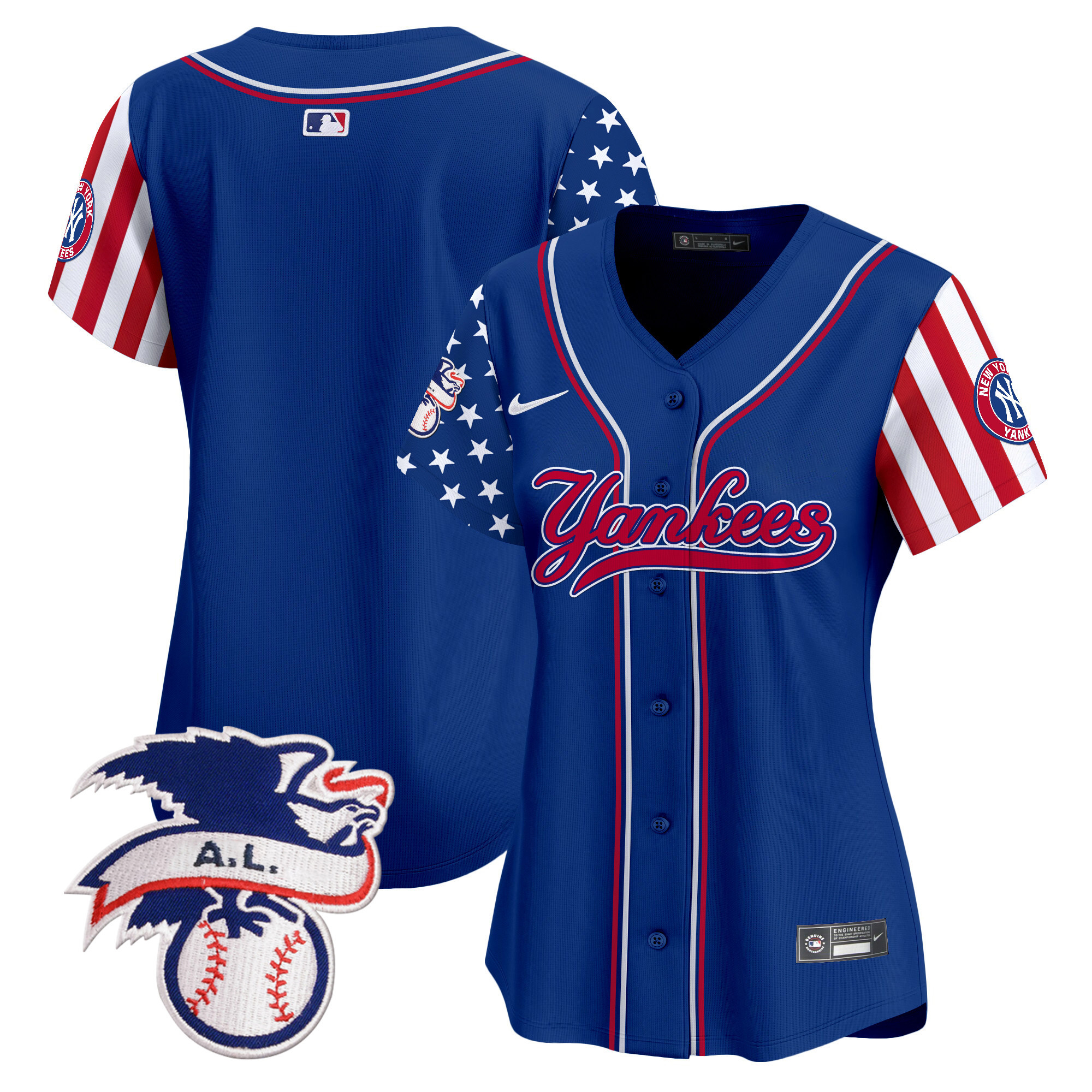 Women's New York Yankees 2024 Fourth of July Vapor Premier Limited Royal Jersey V7 - All Stitched - Image 1