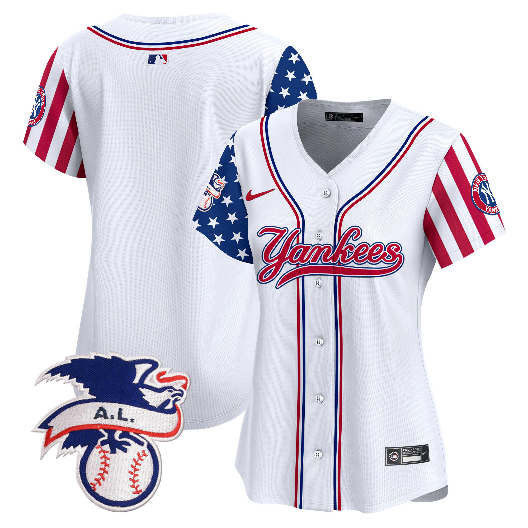 Women's New York Yankees 2024 Fourth of July Vapor Premier Limited White Jersey V7 - All Stitched