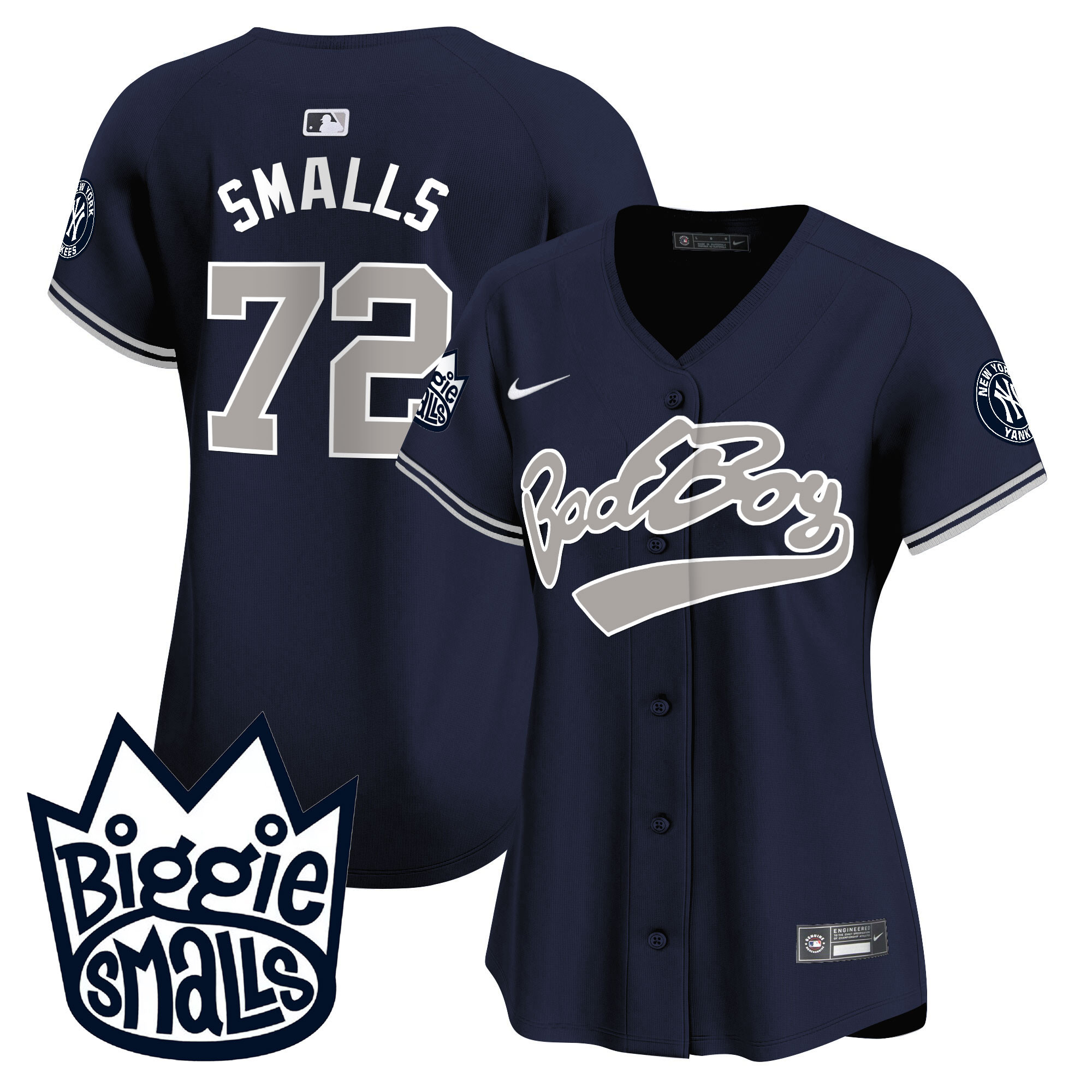 Women's New York Yankees Biggie Smalls Vapor Premier Limited Alternate #72 Smalls  Jersey - All Stitched