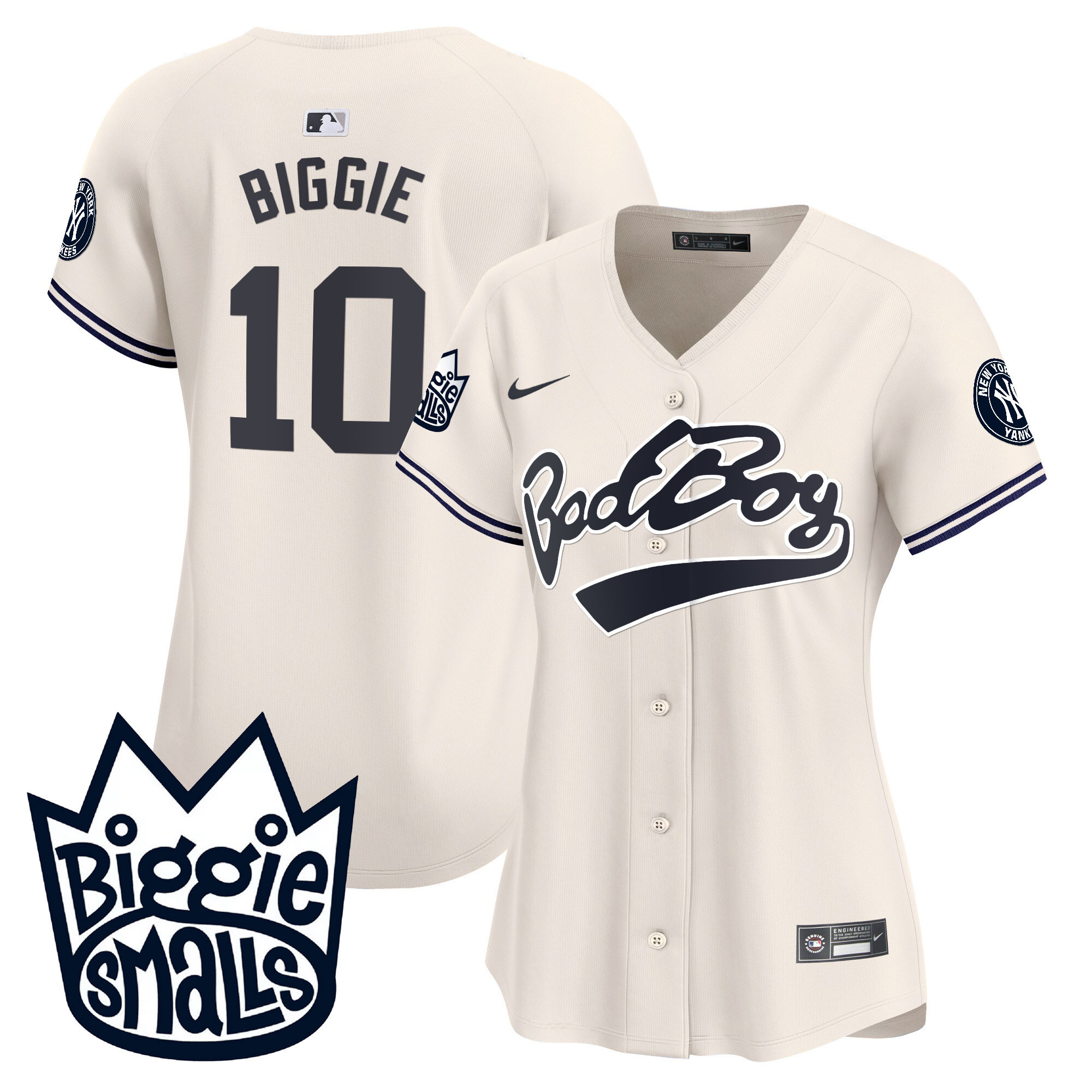 Women's New York Yankees Biggie Smalls Vapor Premier Limited Cream #10 Biggie  Jersey - All Stitched