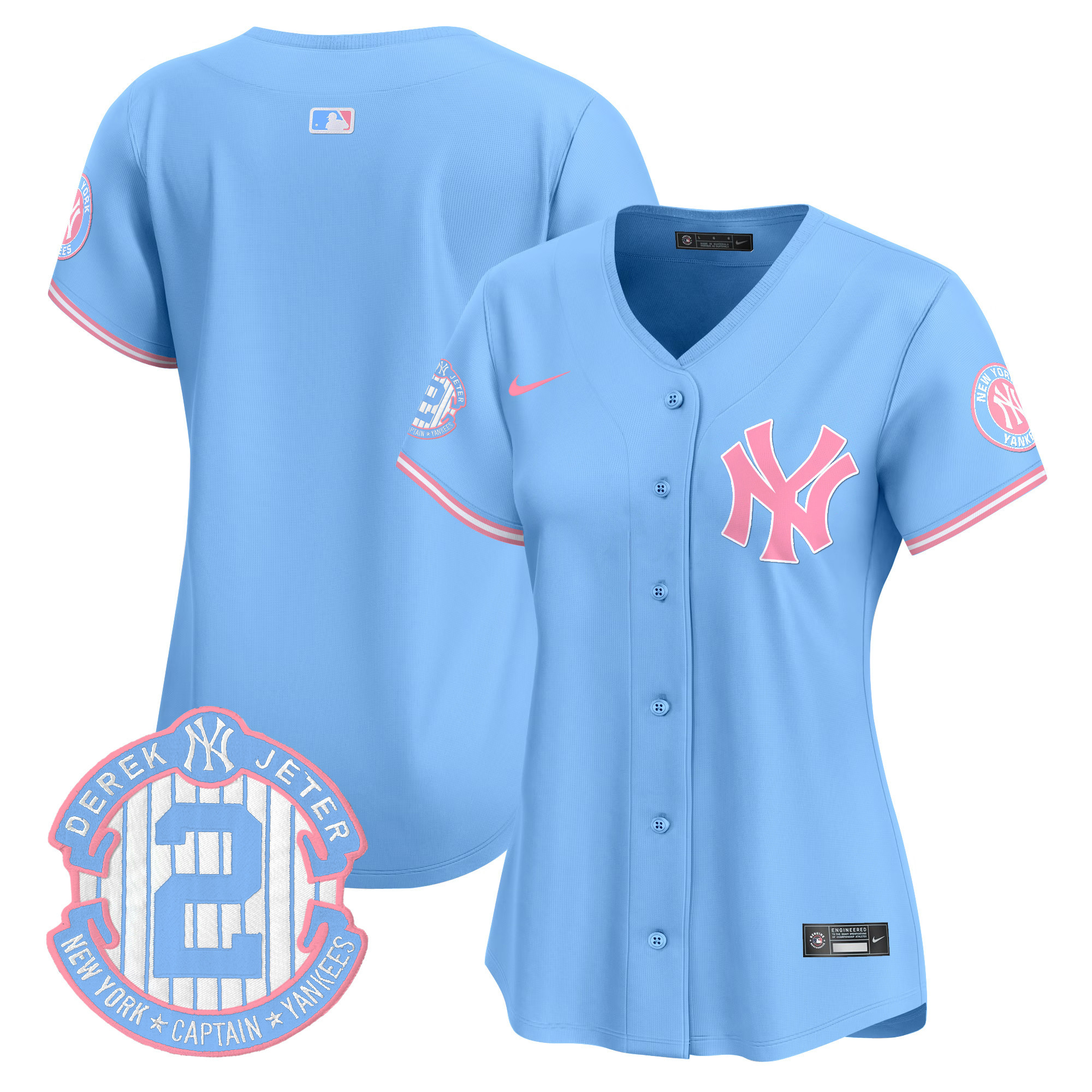 Women's New York Yankees Bubblegum Pink Vapor Premier Limited Light Blue Jersey - All Stitched