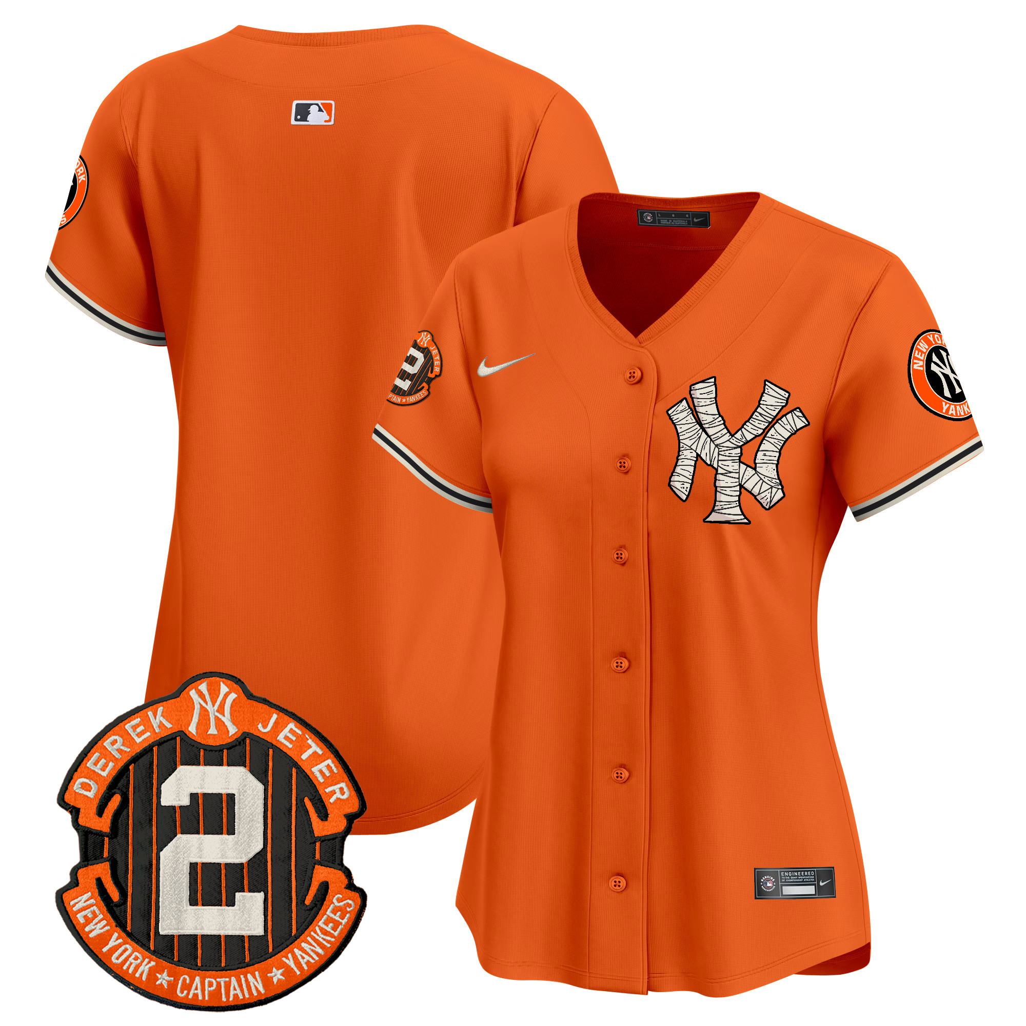 Women's New York Yankees Halloween Vapor Premier Limited Orange Jersey - All Stitched