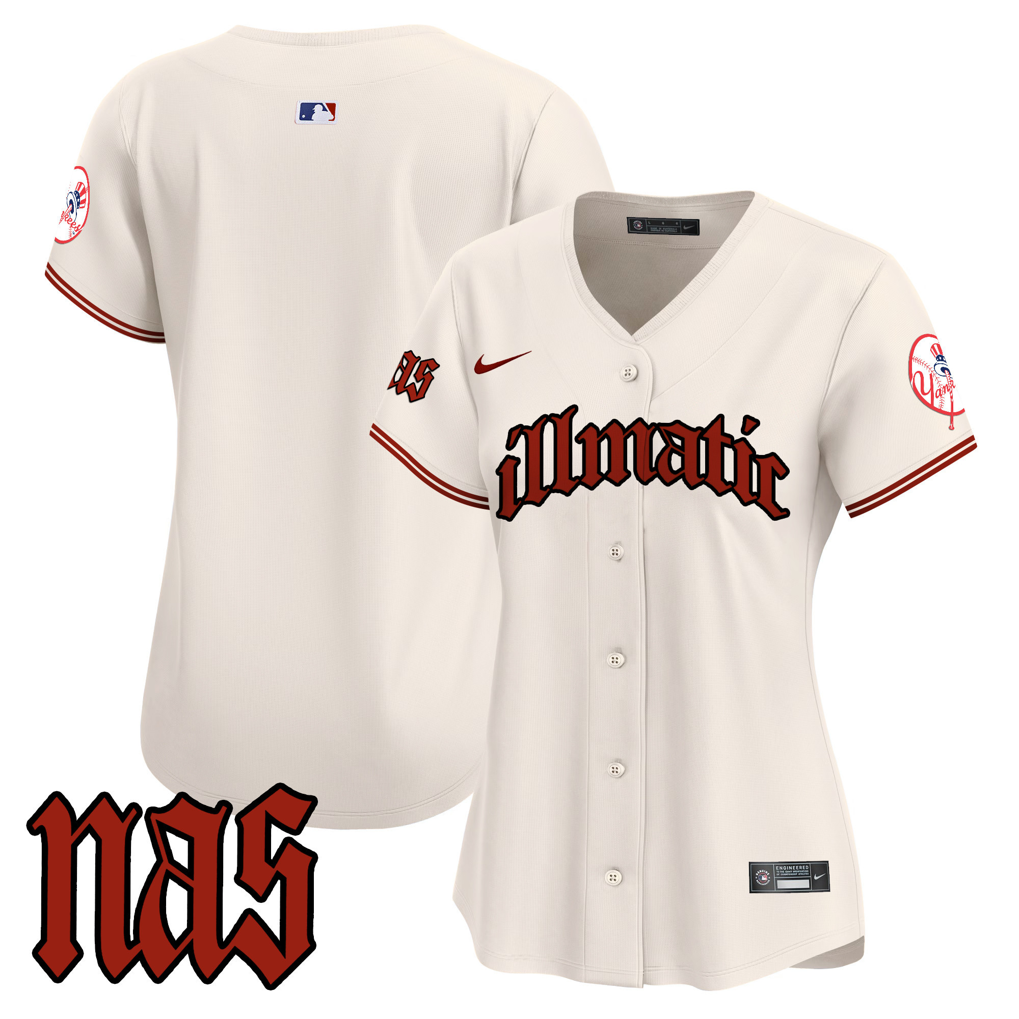 Women's New York Yankees Nas Illmatic Vapor Premier Limited Cream Jersey - All Stitched