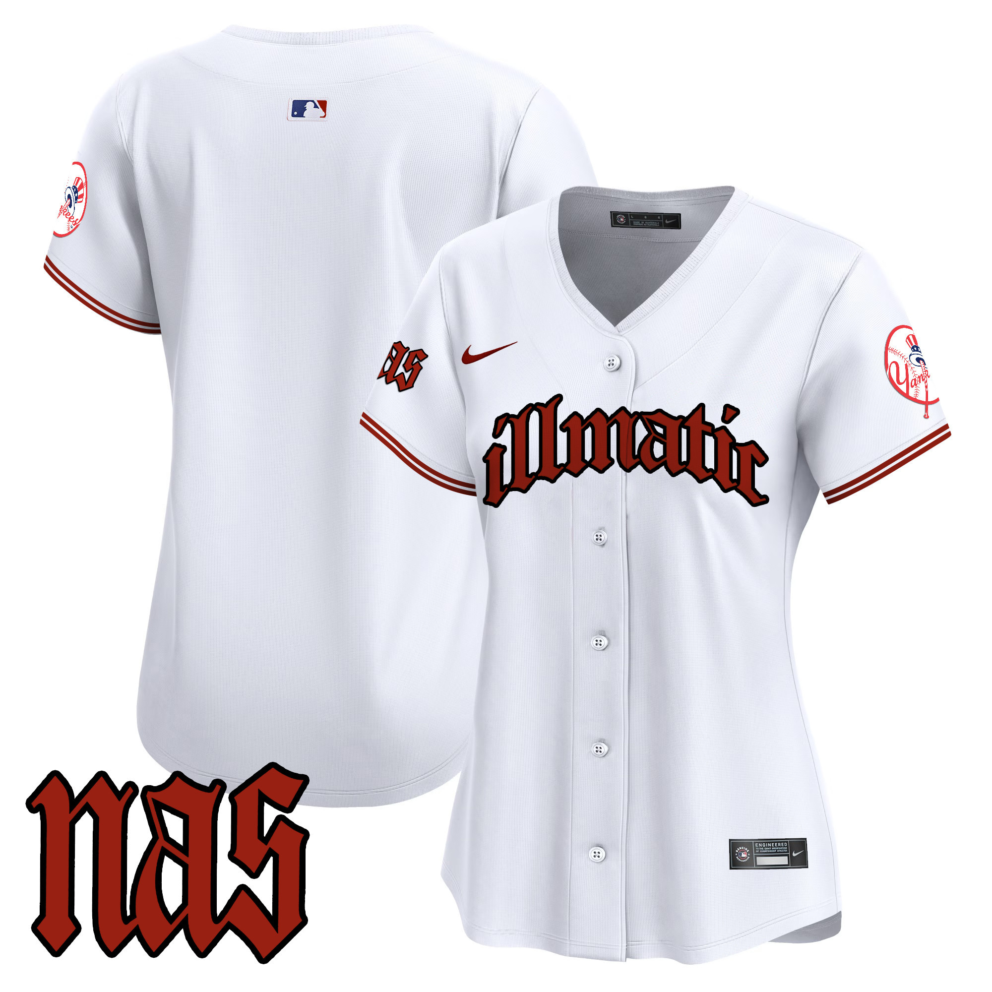 Women's New York Yankees Nas Illmatic Vapor Premier Limited White Jersey - All Stitched