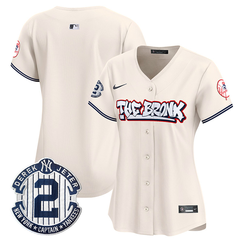 Women's New York Yankees The Bronx Graffiti Vapor Premier Limited Cream Jersey V2 - All Stitched