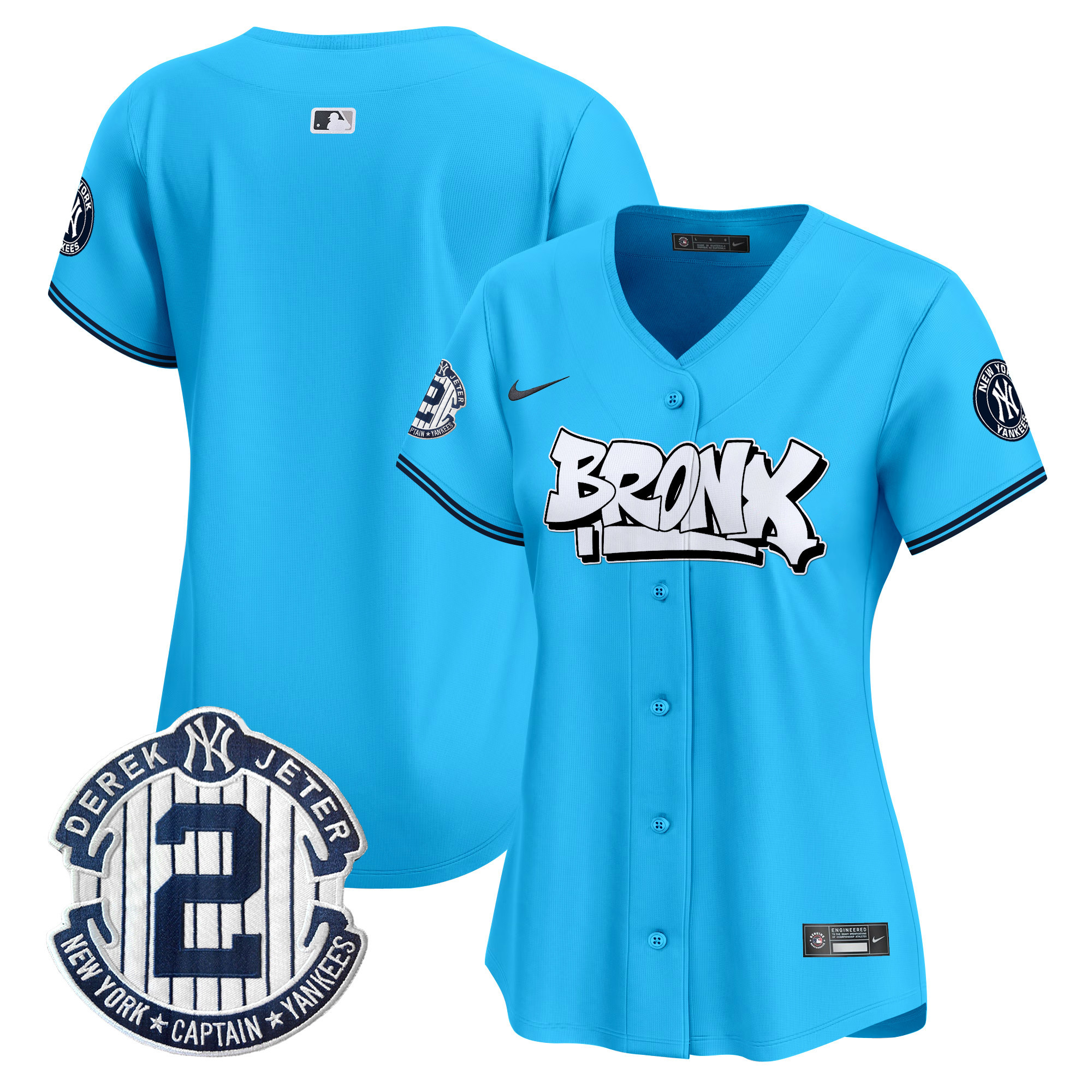 Women's New York Yankees The Bronx Graffiti Vapor Premier Limited Light Blue Jersey V3 - All Stitched