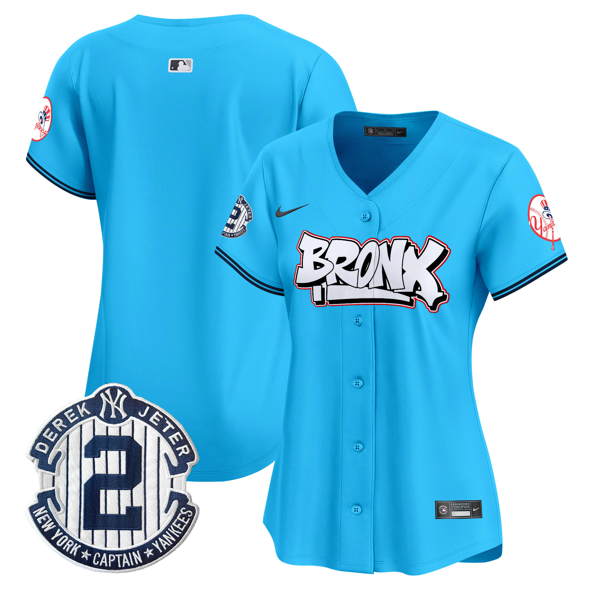 Women's New York Yankees The Bronx Graffiti Vapor Premier Limited Light Blue Jersey V4 - All Stitched