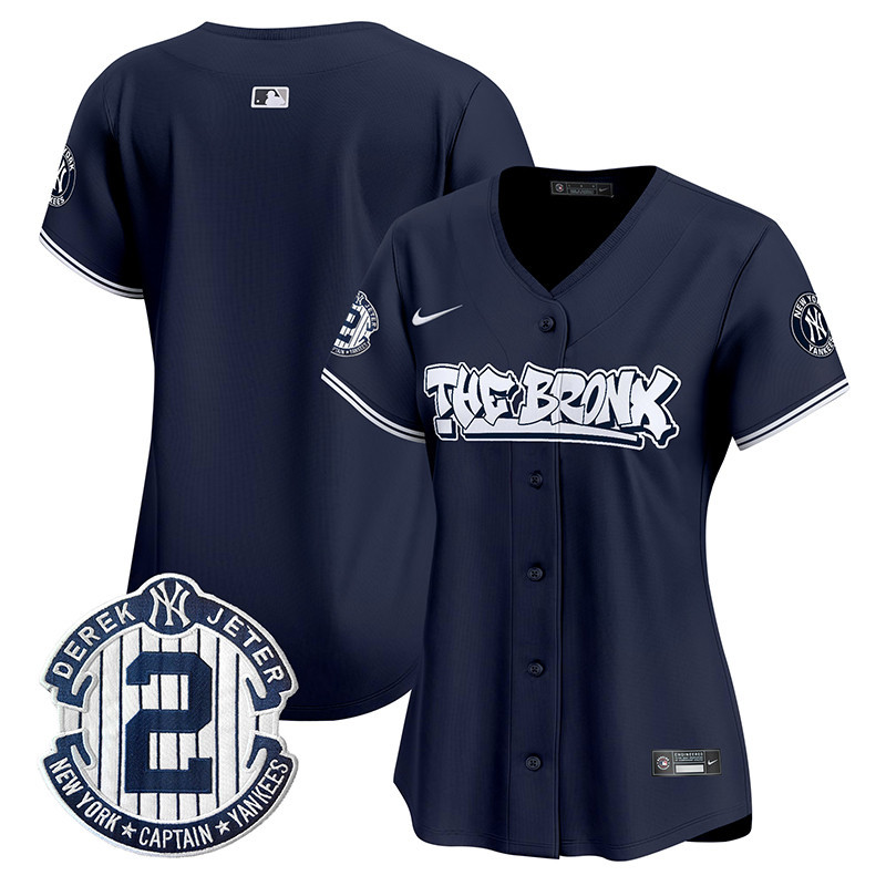 Women's New York Yankees The Bronx Graffiti Vapor Premier Limited Navy Jersey - All Stitched