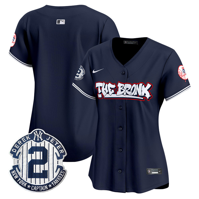 Women's New York Yankees The Bronx Graffiti Vapor Premier Limited Navy Jersey V2 - All Stitched