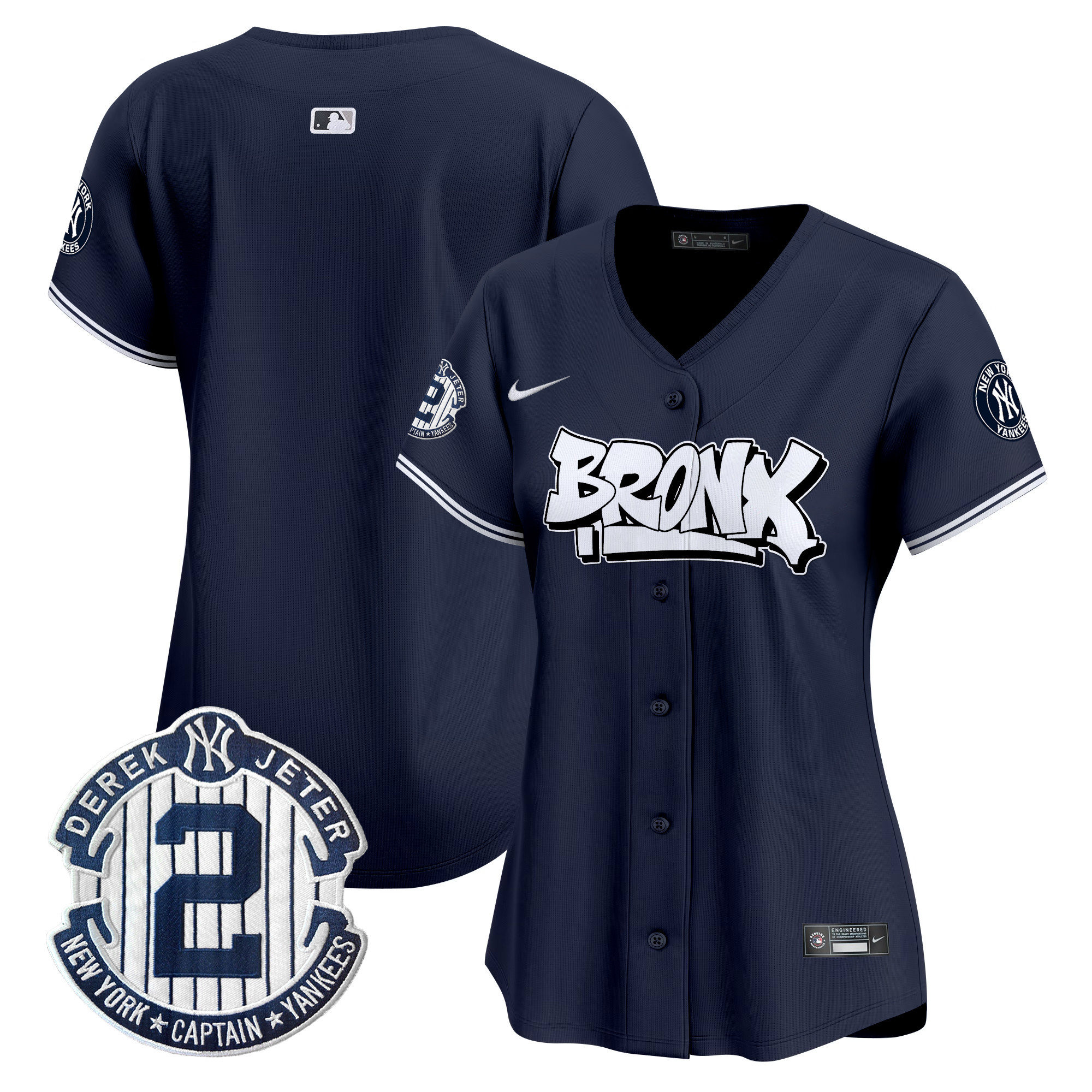 Women's New York Yankees The Bronx Graffiti Vapor Premier Limited Navy Jersey V3 - All Stitched