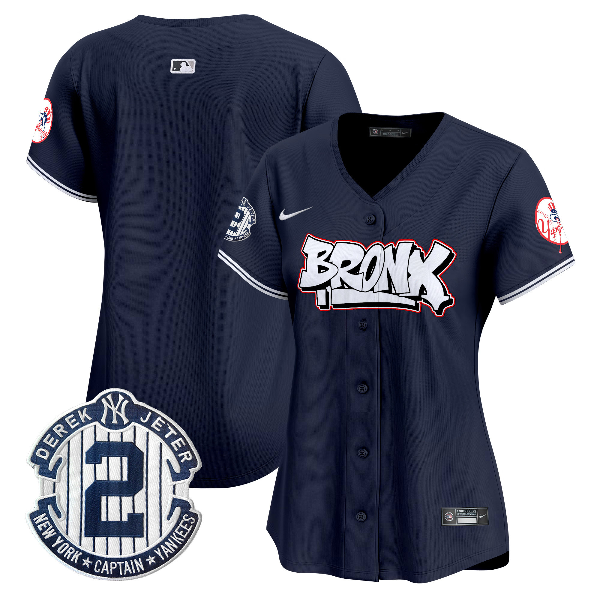 Women's New York Yankees The Bronx Graffiti Vapor Premier Limited Navy Jersey V4 - All Stitched