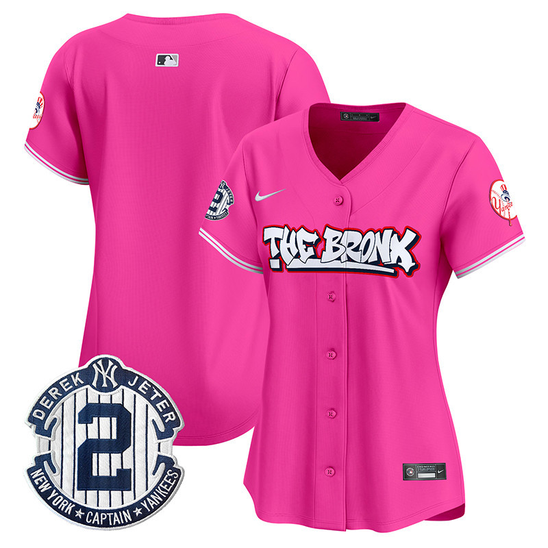 Women's New York Yankees The Bronx Graffiti Vapor Premier Limited Pink Jersey V2 - All Stitched