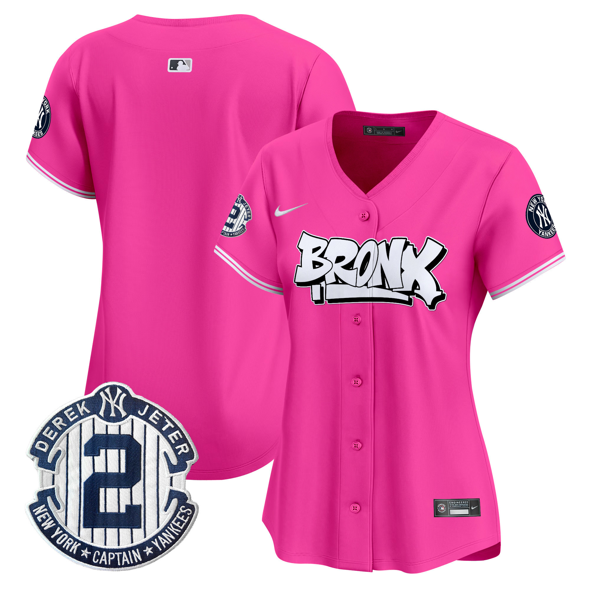 Women's New York Yankees The Bronx Graffiti Vapor Premier Limited Pink Jersey V3 - All Stitched