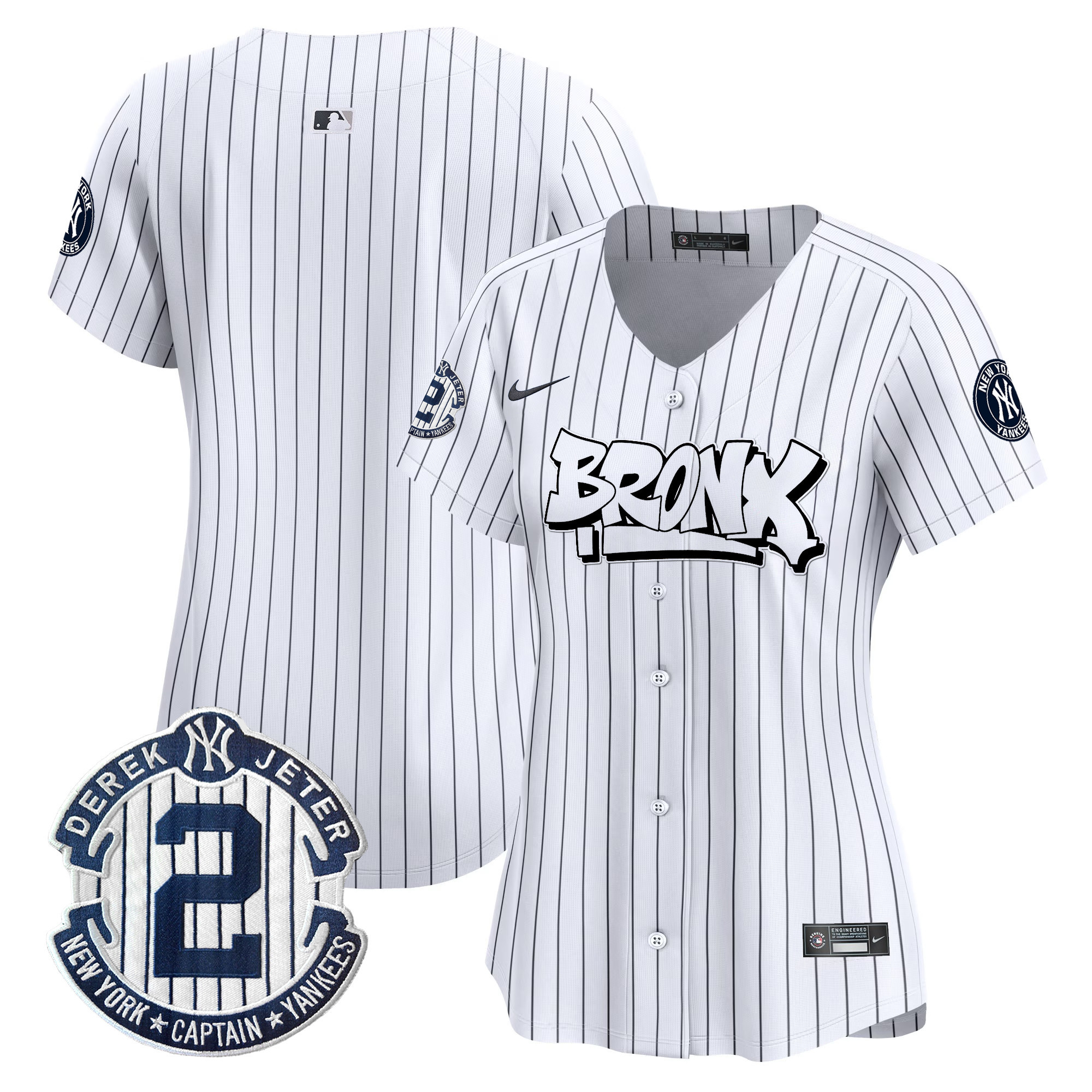 Women's New York Yankees The Bronx Graffiti Vapor Premier Limited Pinstripe Jersey V3 - All Stitched