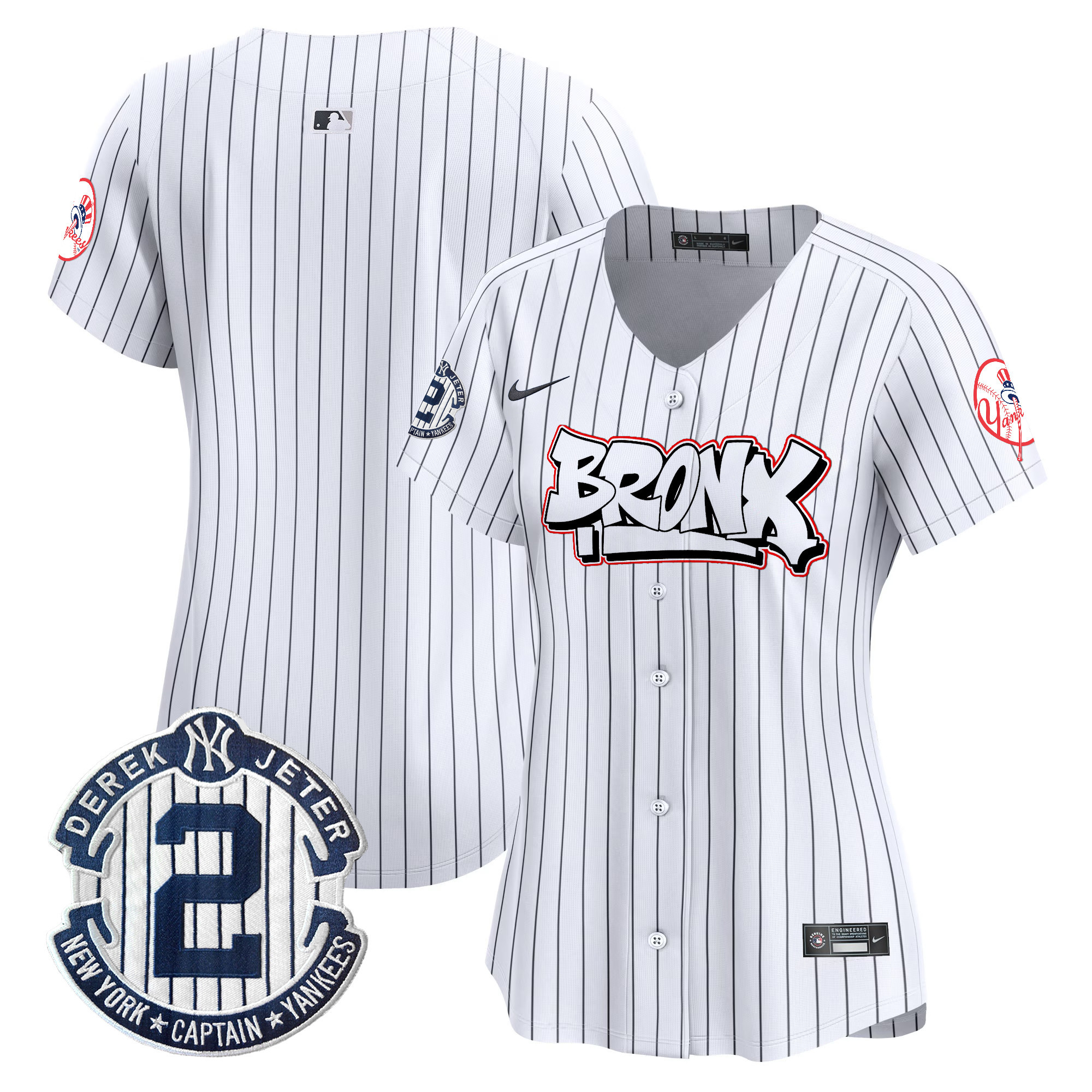 Women's New York Yankees The Bronx Graffiti Vapor Premier Limited Pinstripe Jersey V4 - All Stitched