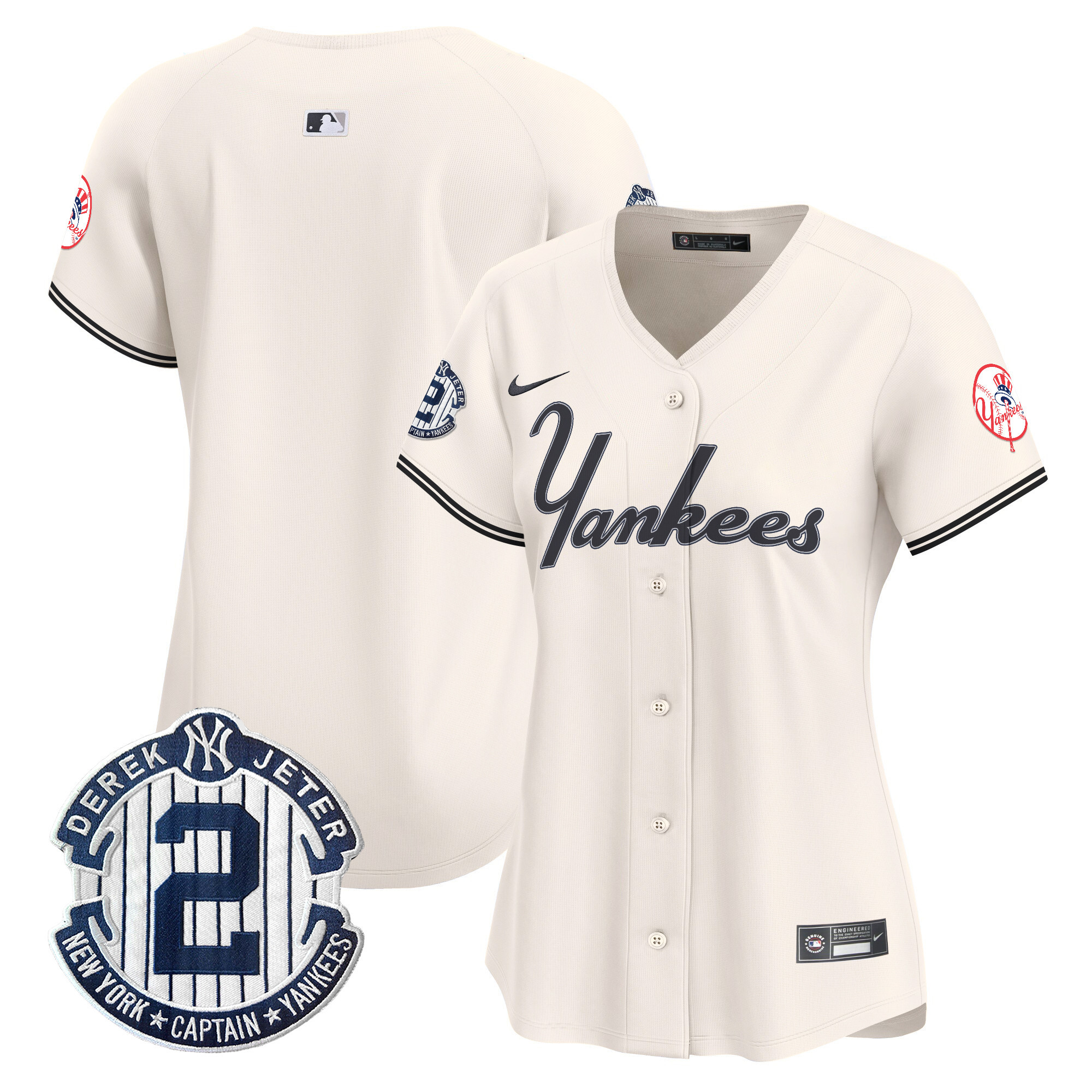 Women's New York Yankees Throwback Vapor Premier Limited Cream Jersey - All Stitched