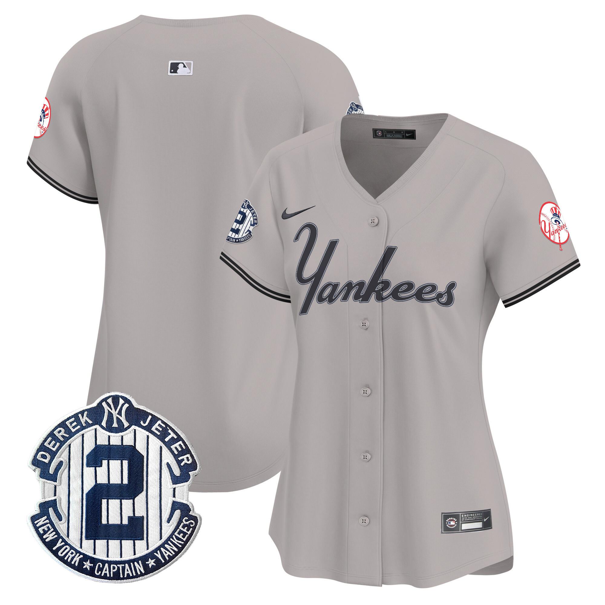 Women's New York Yankees Throwback Vapor Premier Limited Gray Jersey - All Stitched