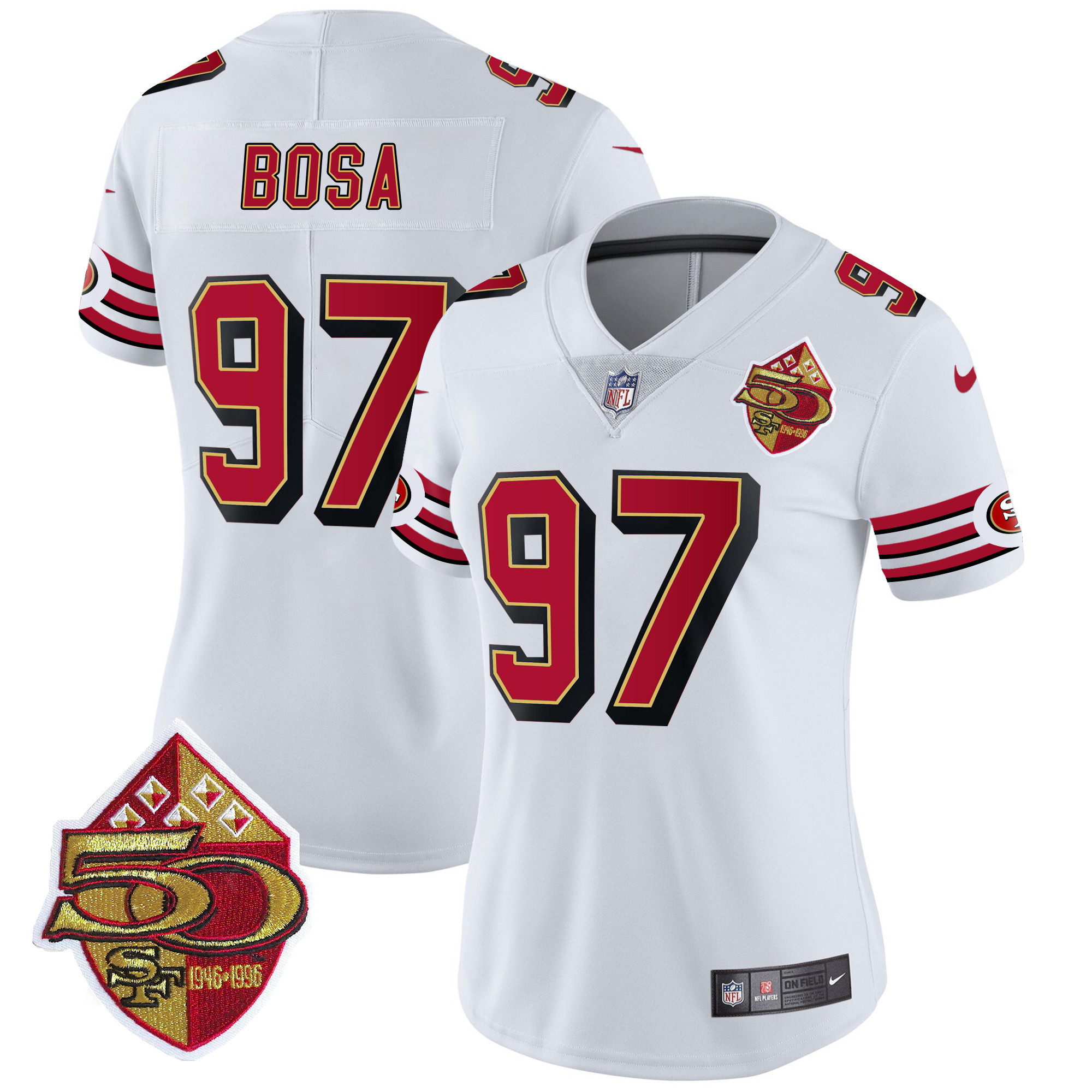 Women's Nick Bosa San Francisco 49ers 1996 Throwback Vapor Limited White Jersey - All Stitched