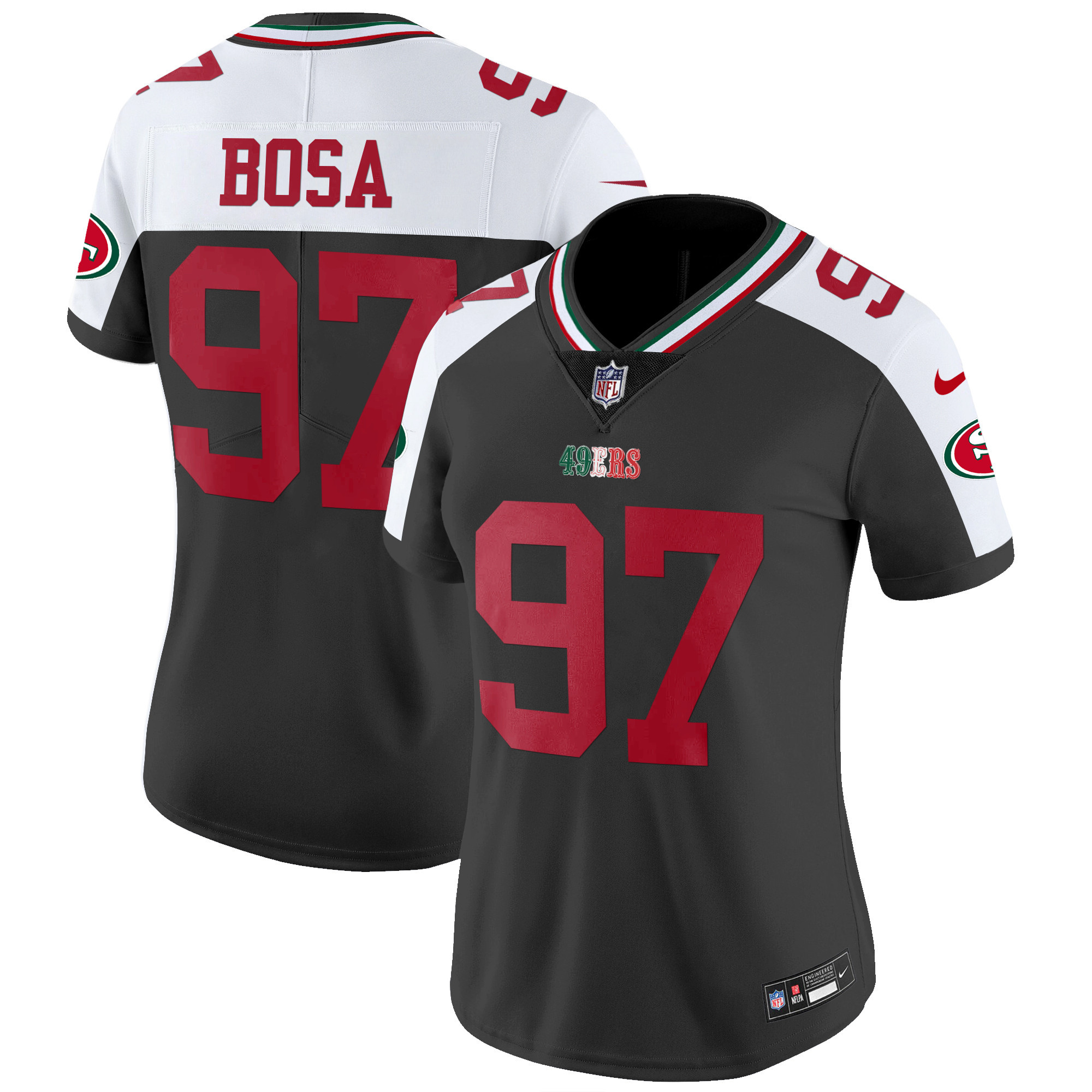 Women's Nick Bosa San Francisco 49ers Mexico Vapor Black Alternate Jersey V2 - All Stitched