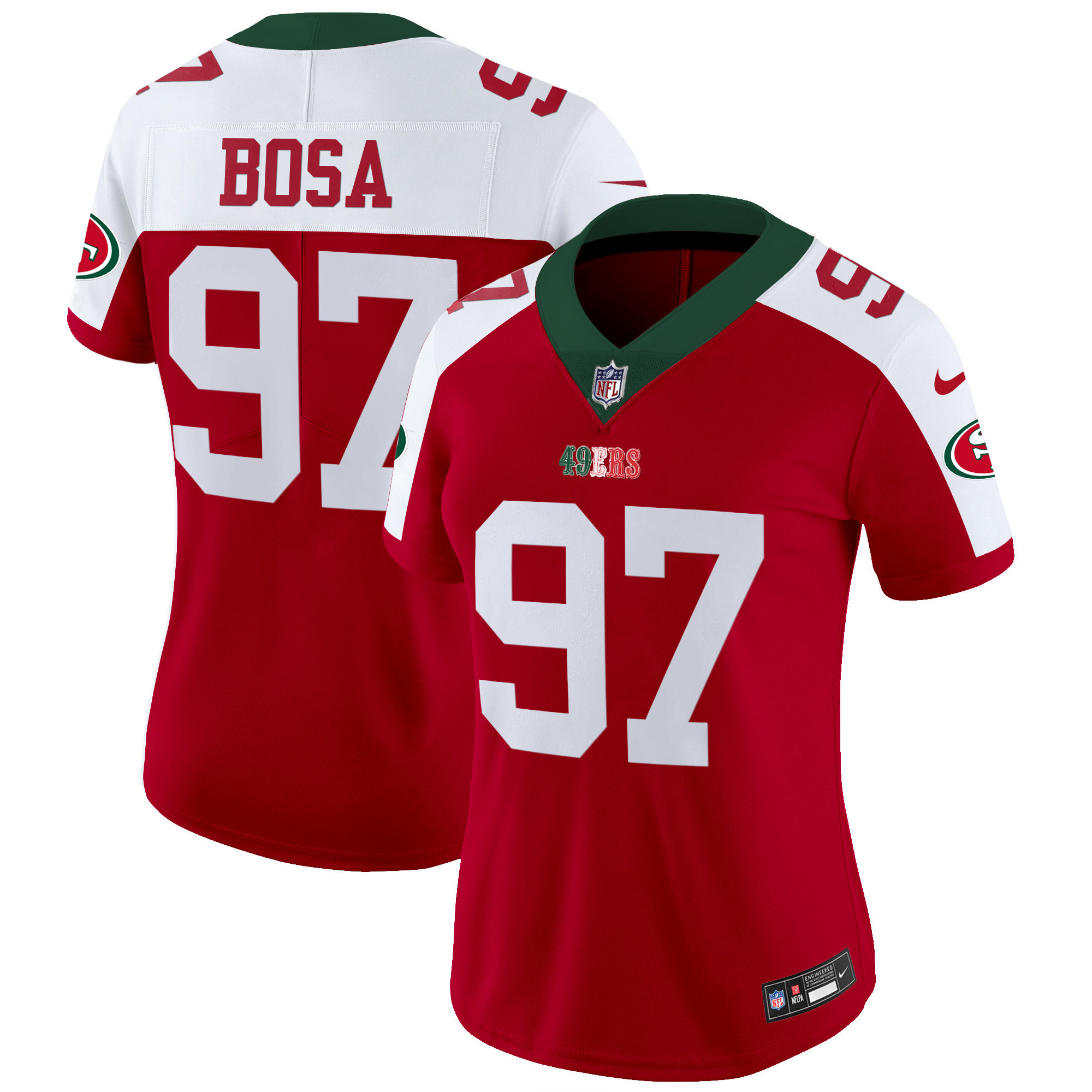 Women's Nick Bosa San Francisco 49ers Mexico Vapor Red Alternate Jersey V2 - All Stitched