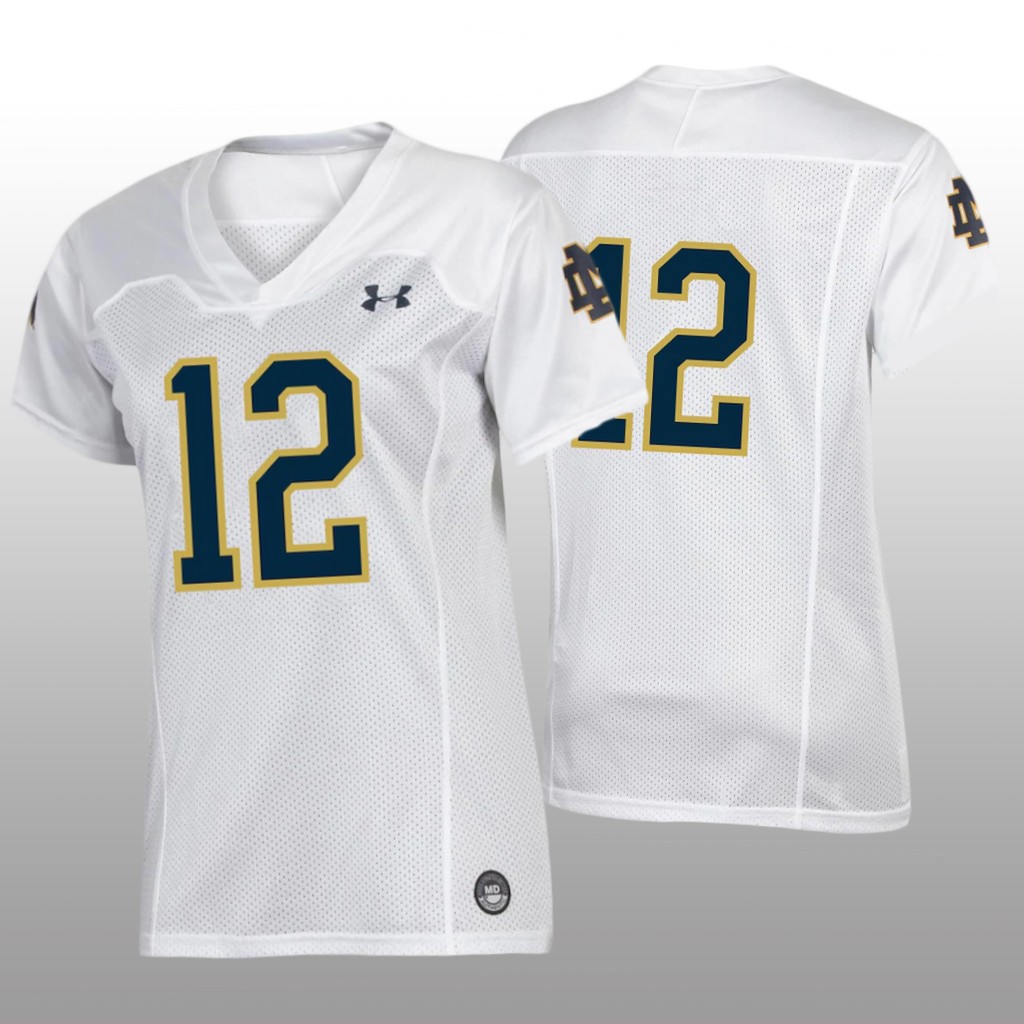 Women's Notre Dame Fighting Irish #12 Finished White Jersey