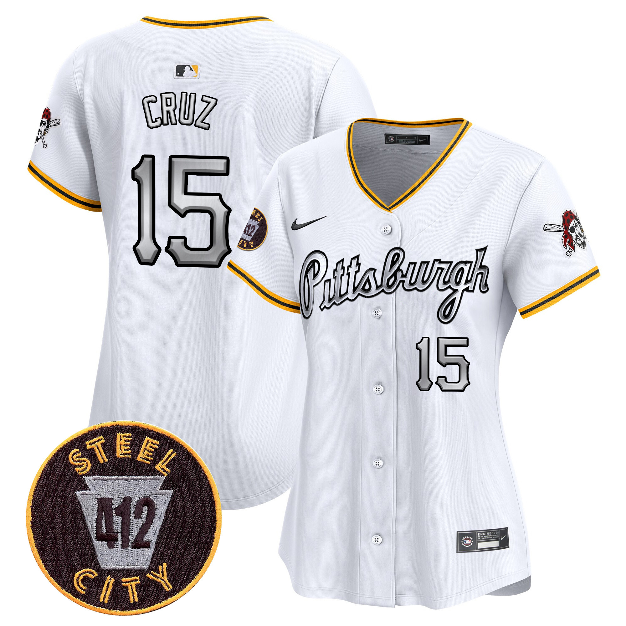 Women's Oneil Cruz Pittsburgh Pirates 412 Patch Vapor Premier Limited White Jersey V7 - All Stitched