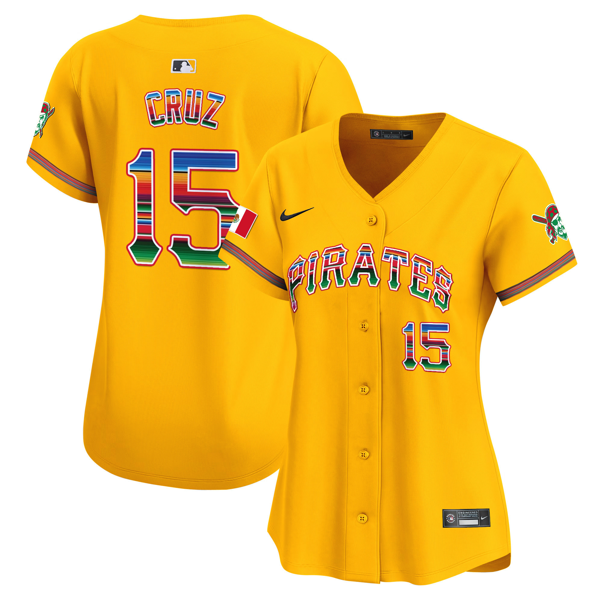 Women's Oneil Cruz Pittsburgh Pirates Mexico Vapor Premier Limited Gold Jersey - All Stitched