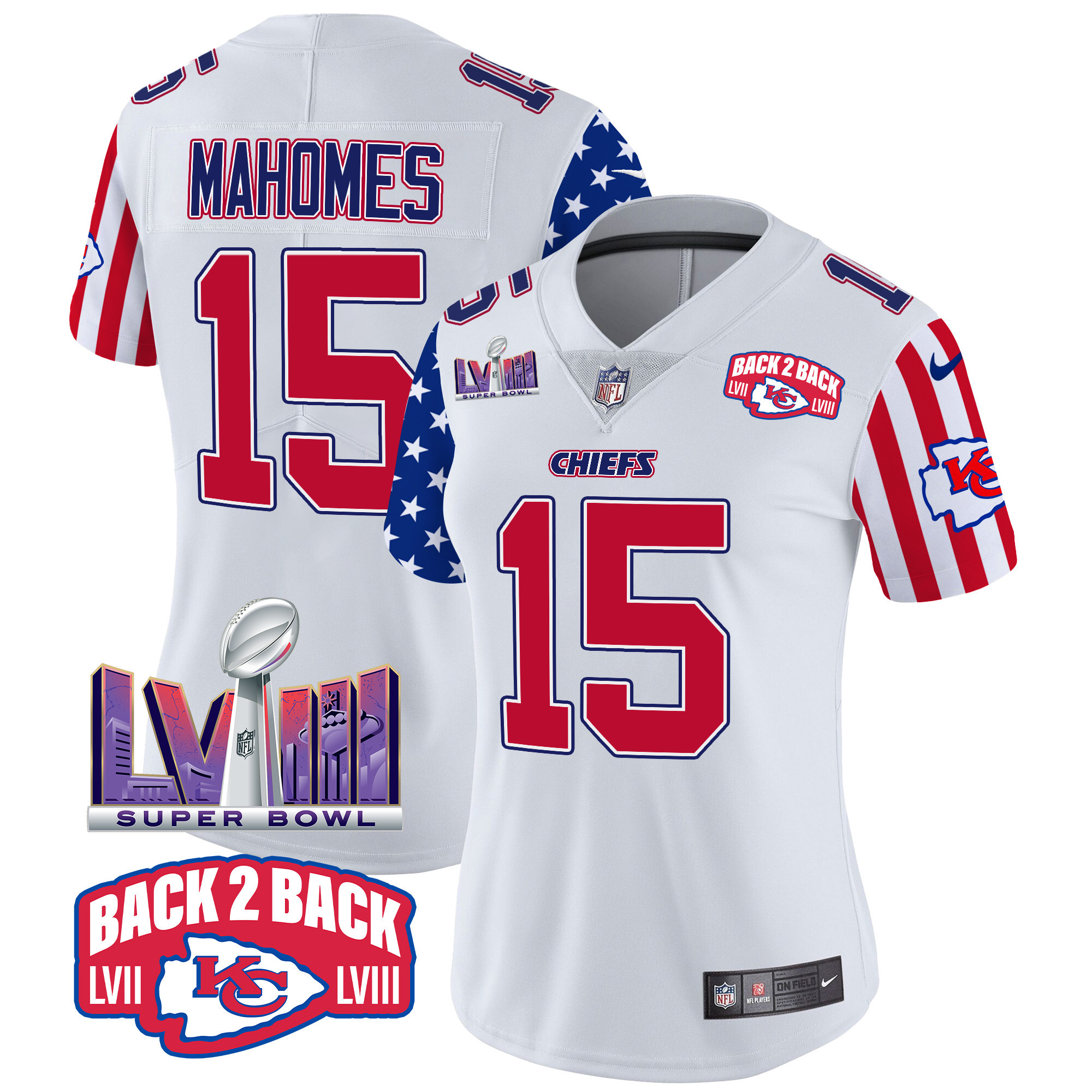 Women's Patrick Mahomes Kansas City Chiefs American Style Vapor Limited White Jersey - All Stitched