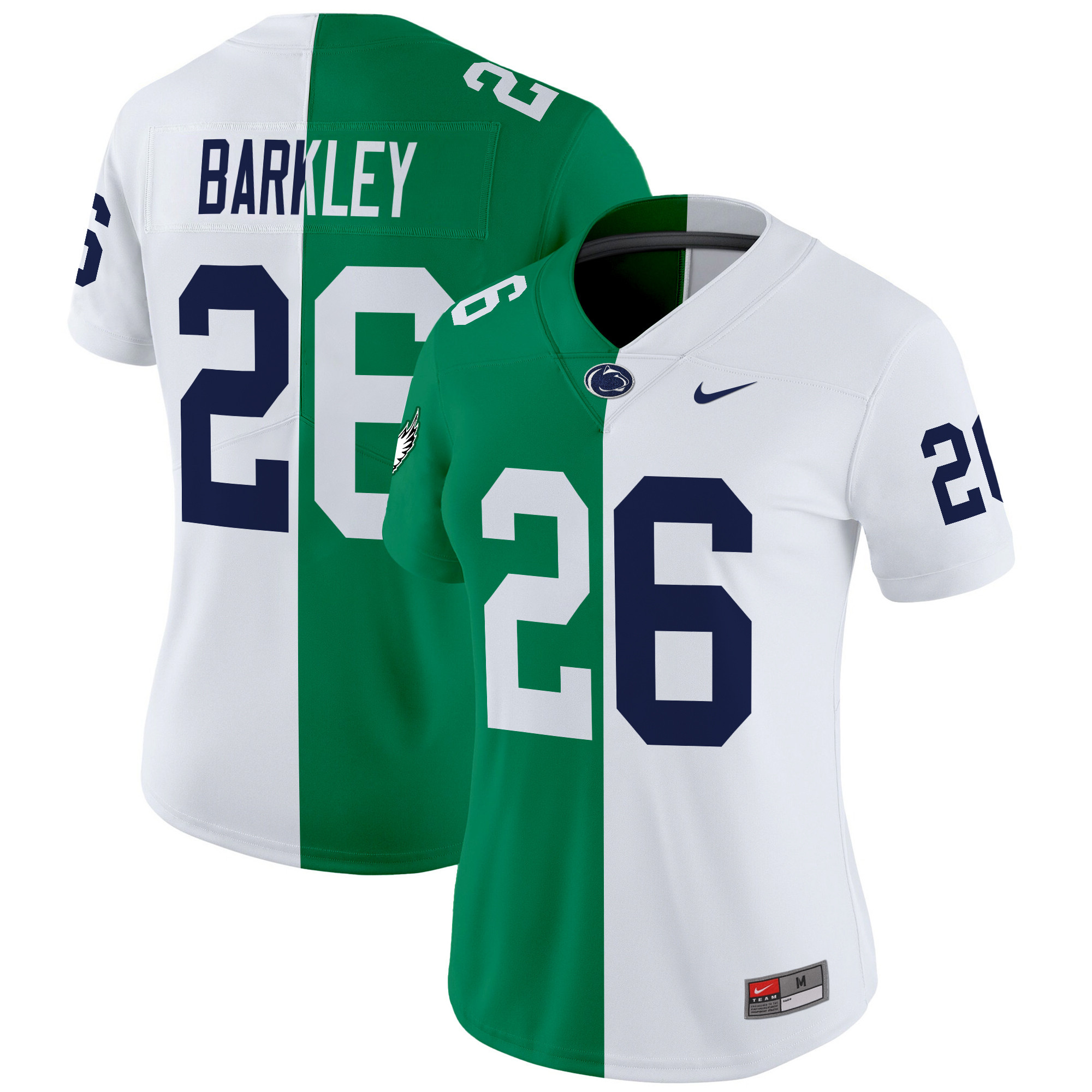 Women's Penn State Nittany Lions And Philadelphia Eagles Split Vapor Limited Saquon Barkley (White) Jersey - All Stitched