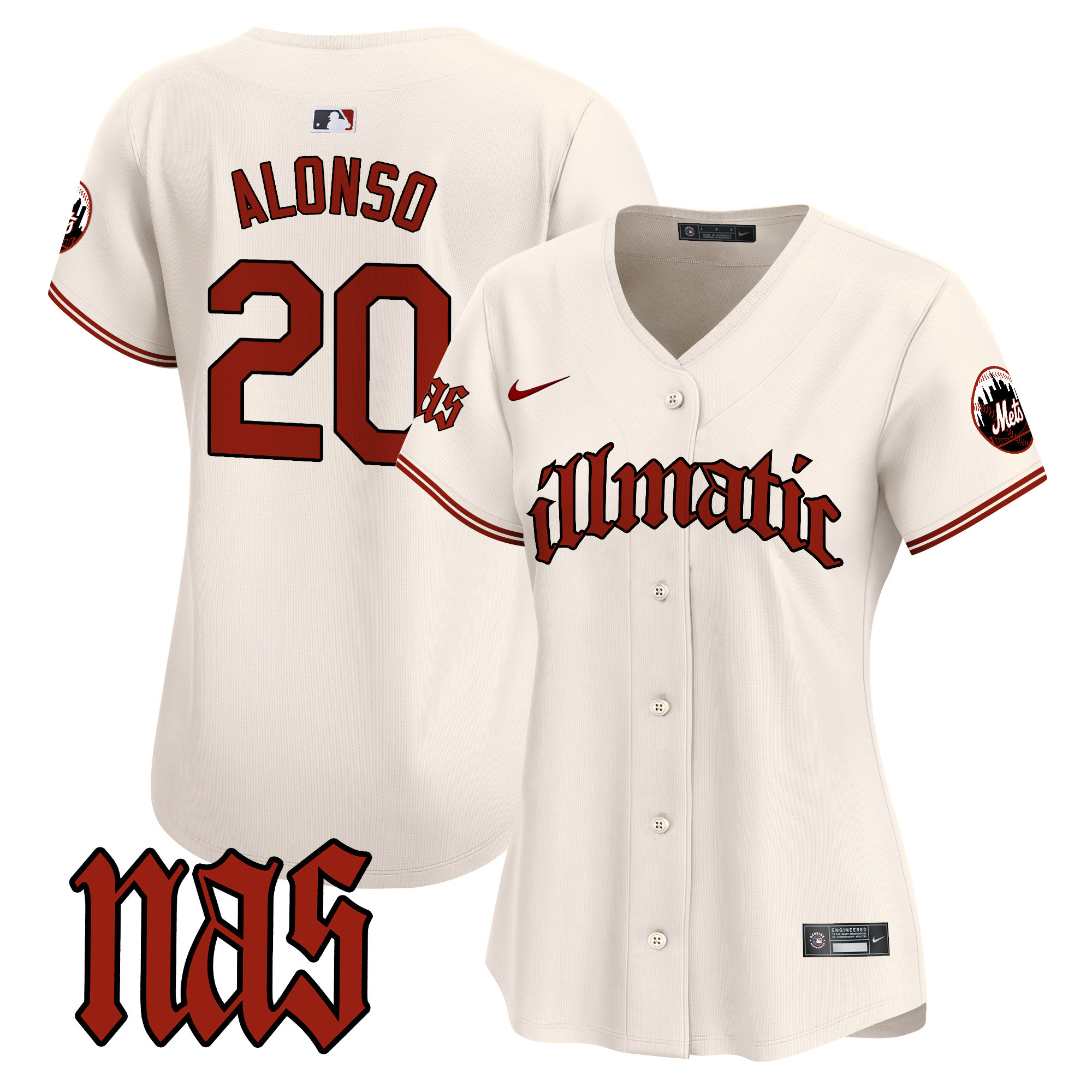 Women's Pete Alonso New York Mets Nas Illmatic Vapor Premier Limited Cream Jersey - All Stitched