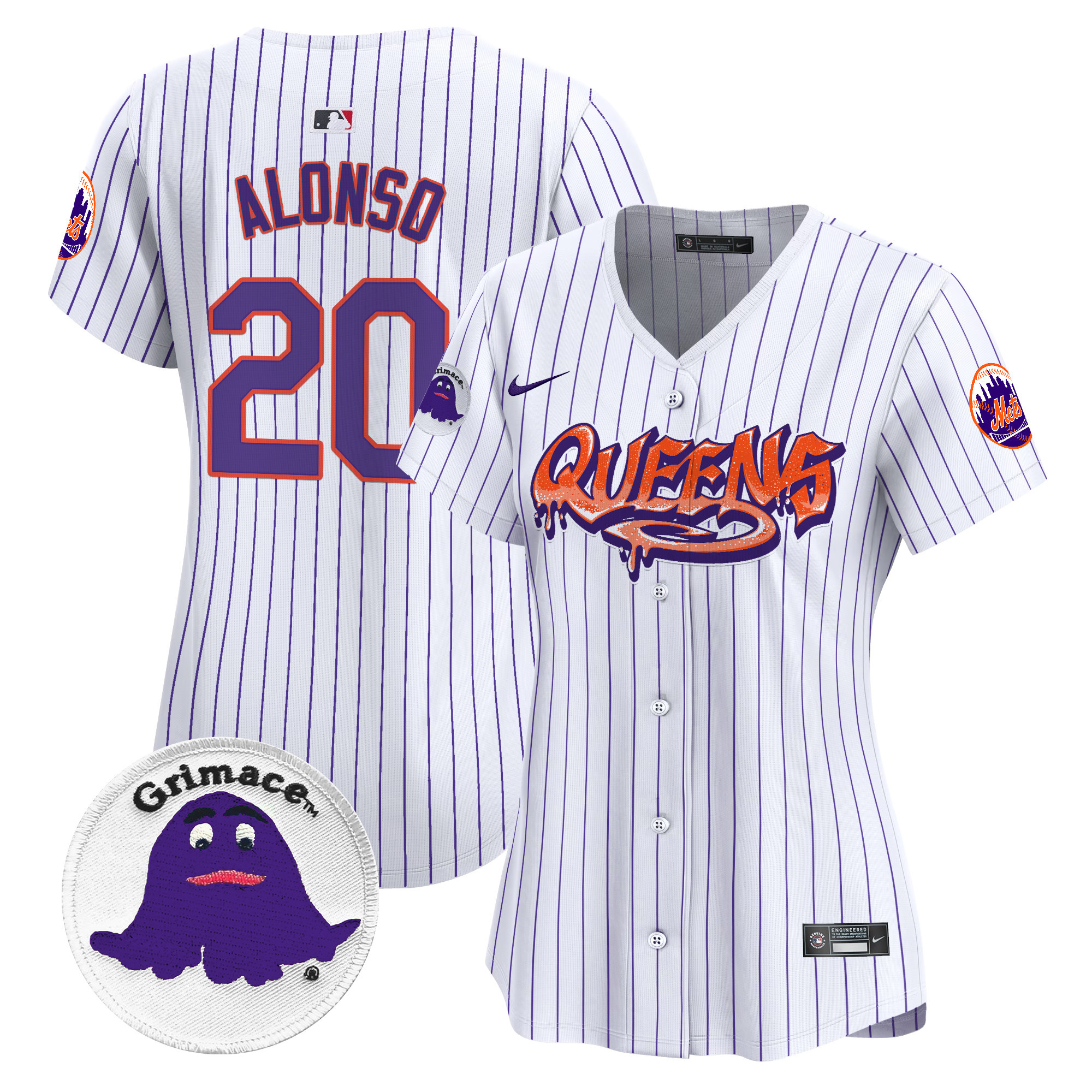Women's Pete Alonso New York Mets Queens Graffiti Vapor Premier Limited Pinstripe Jersey - All Stitched