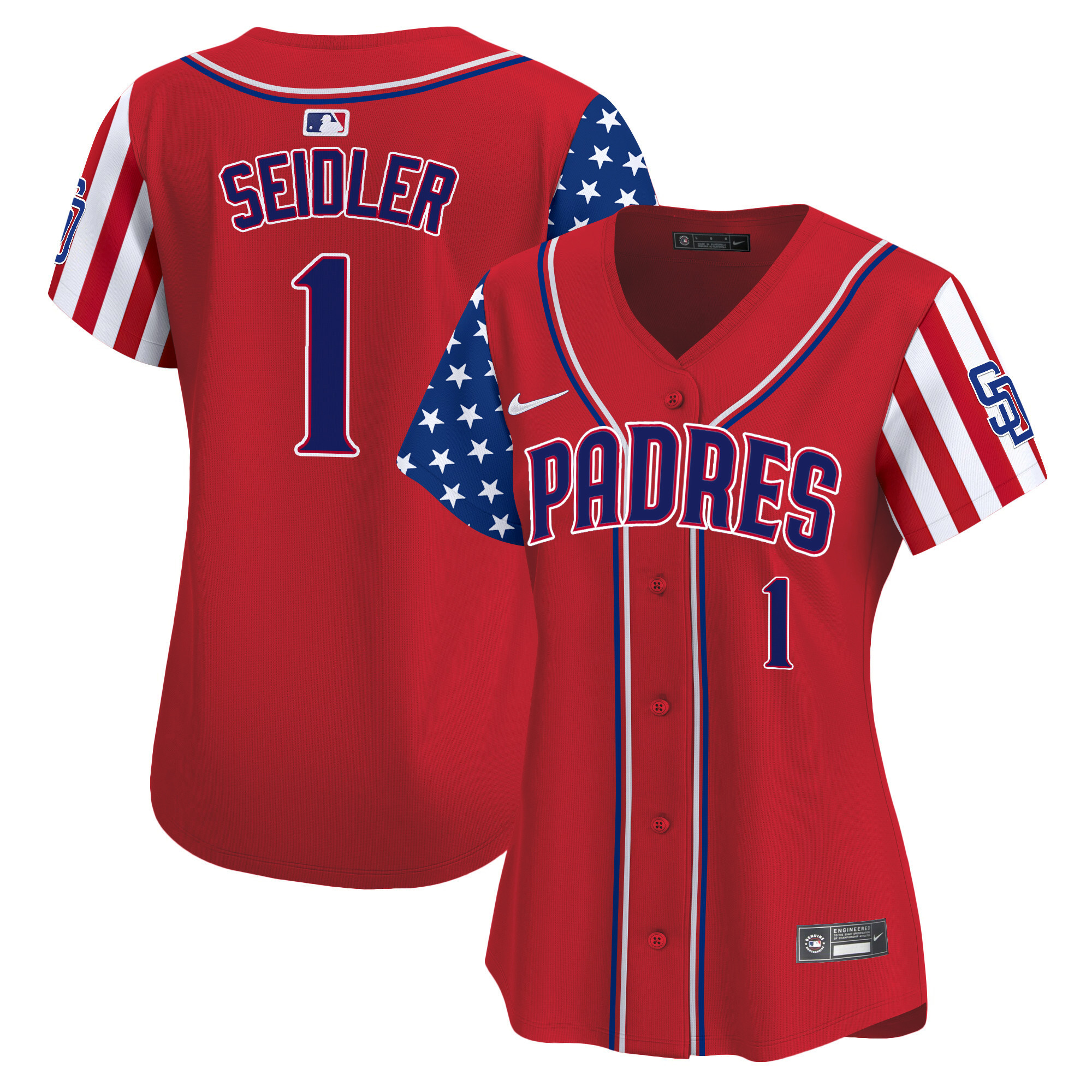 Women's Peter Seidler San Diego Padres 2024 Independence Day Vapor Premier Limited Red Jersey - All Stitched