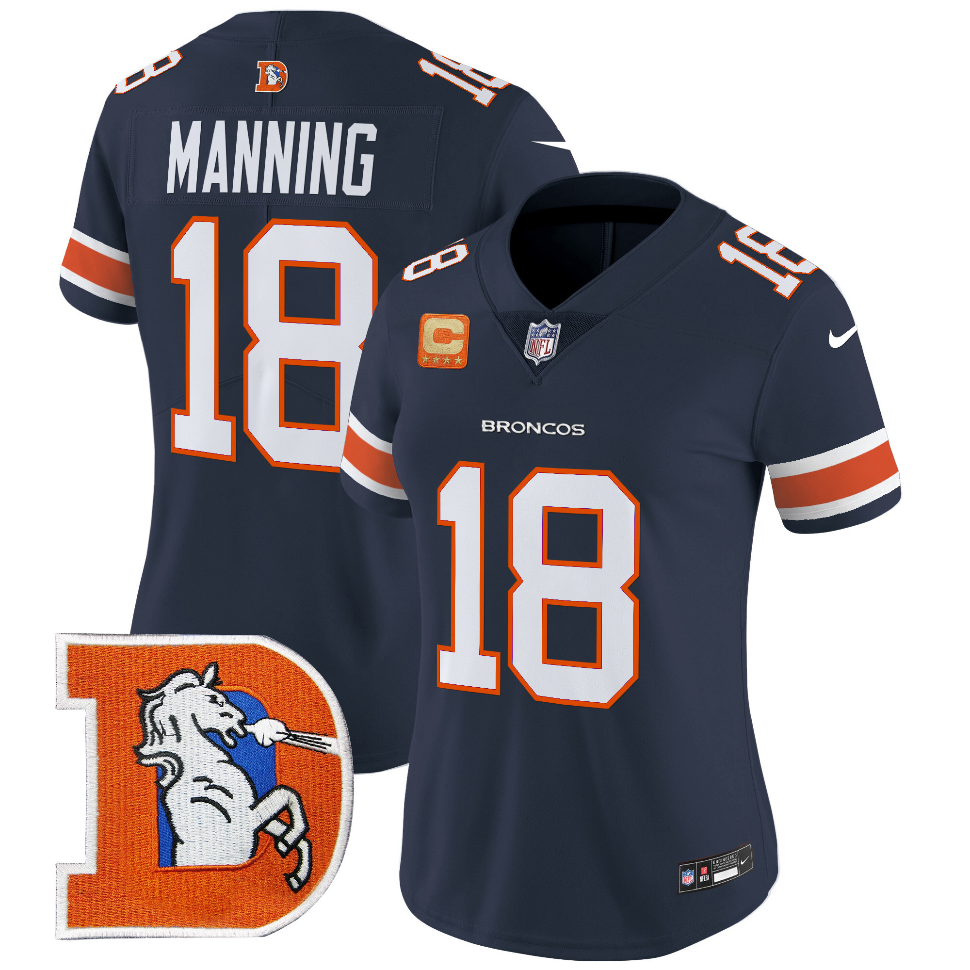 Women's Peyton Manning Denver Broncos Throwback Vapor Limited Navy Jersey - All Stitched