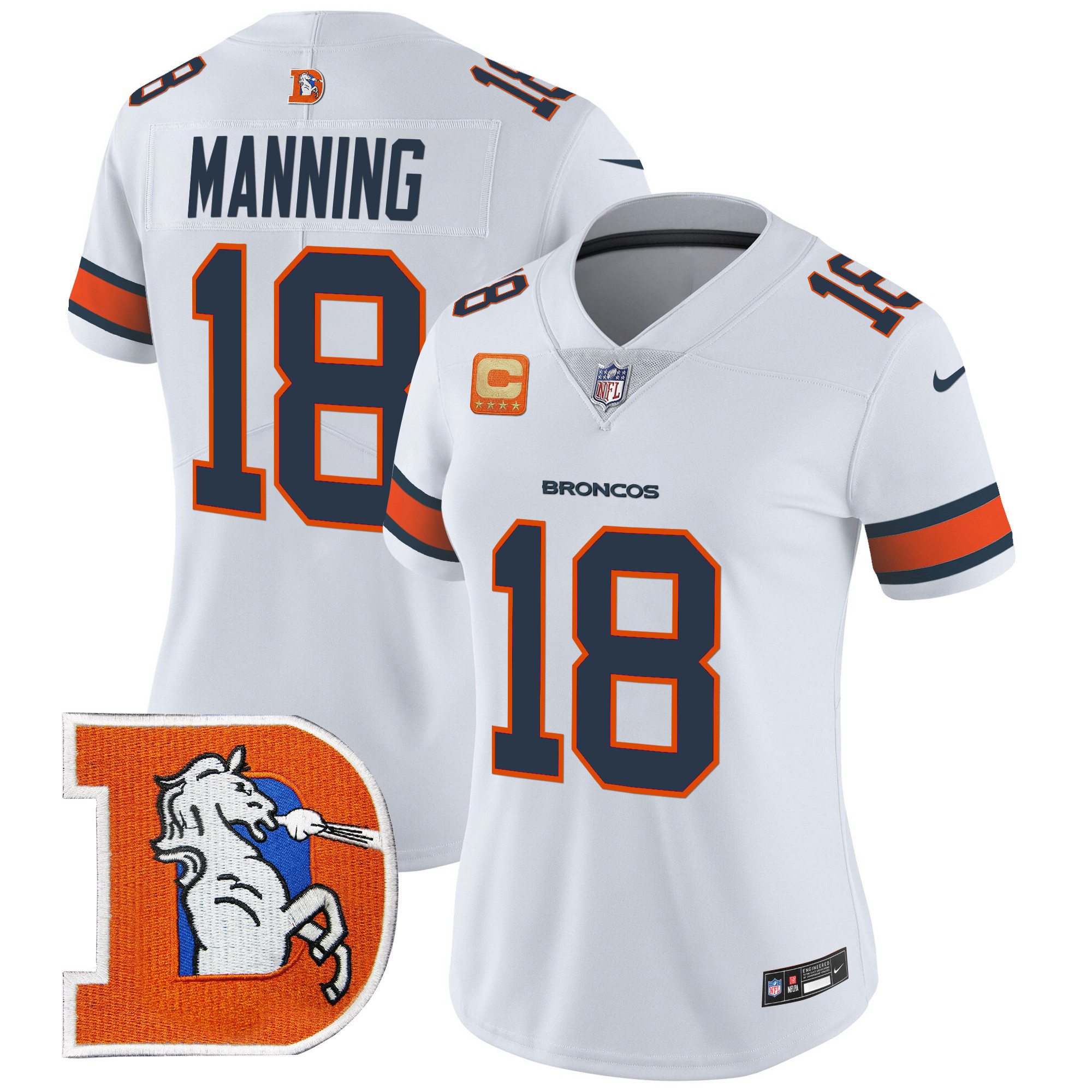 Women's Peyton Manning Denver Broncos Throwback Vapor Limited White Jersey - All Stitched