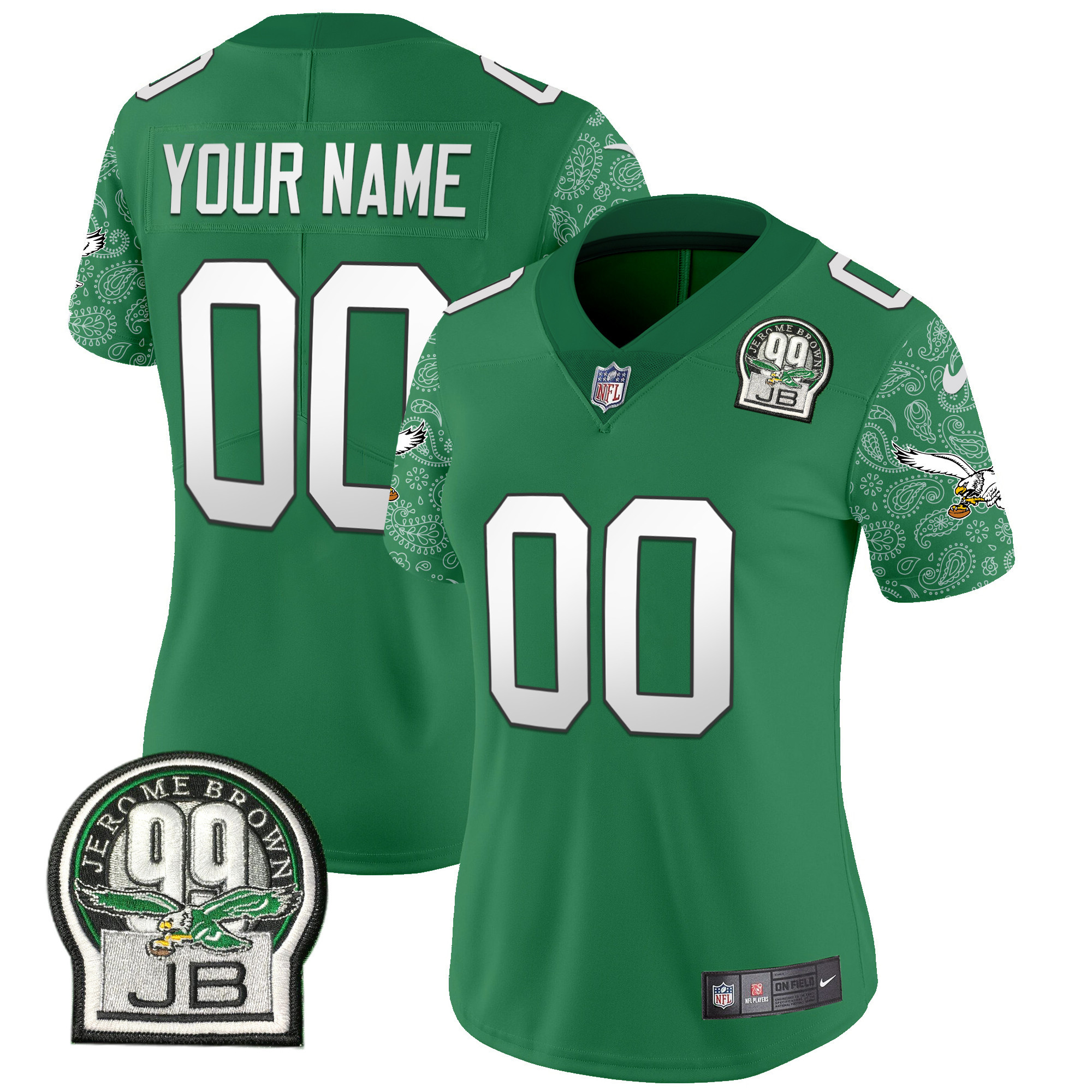 Women's Philadelphia Eagles Kelly Green Vapor Limited Custom Kelly Green Jersey V4 - All Stitched