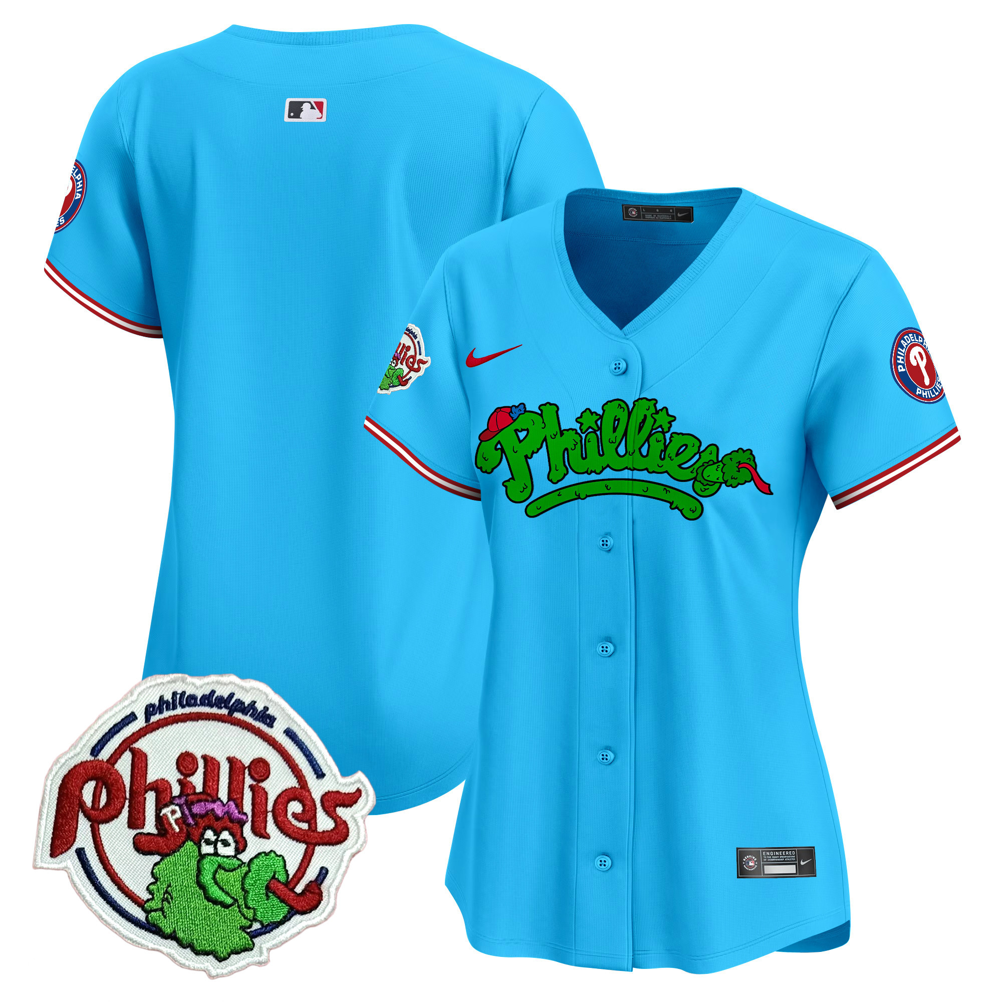 Women's Philadelphia Phillies Phanatic Patch Vapor Premier Limited Light Blue Jersey V2 - All Stitched