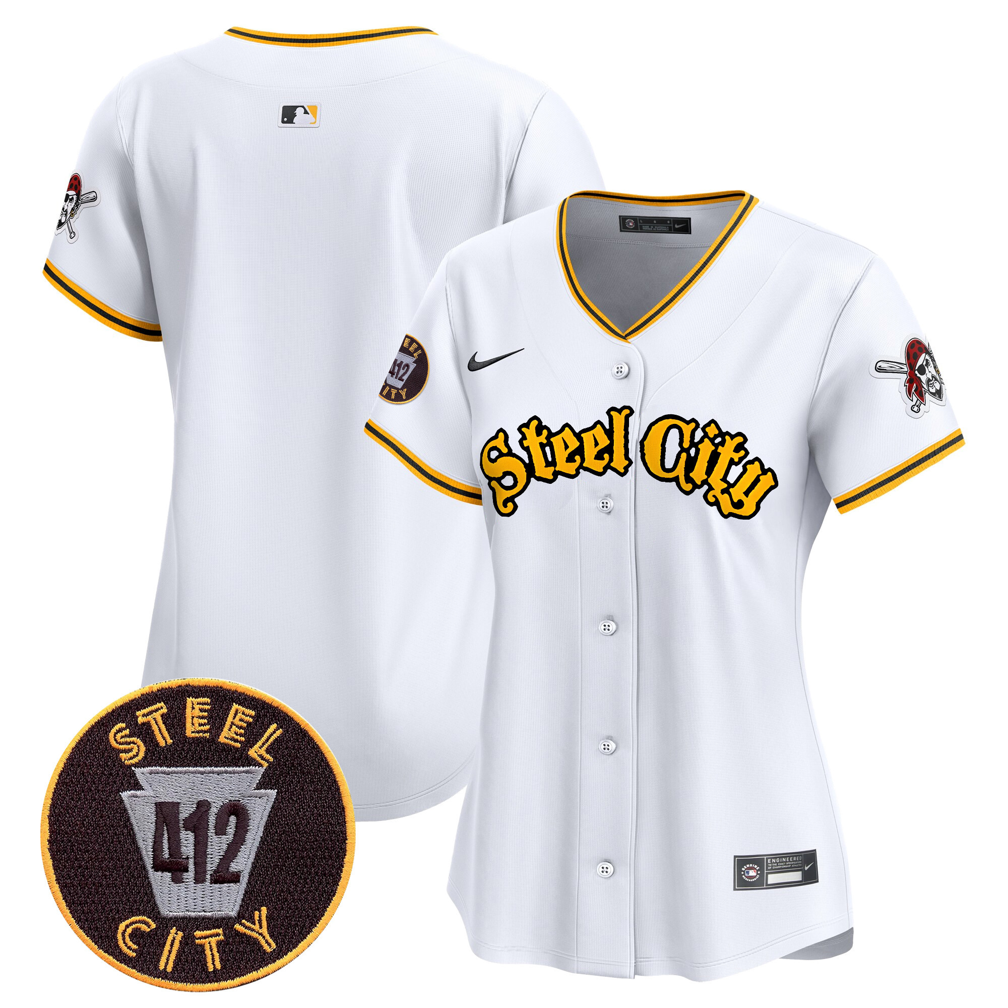 Women's Pittsburgh Pirates 412 Patch Vapor Premier Limited White Jersey - All Stitched