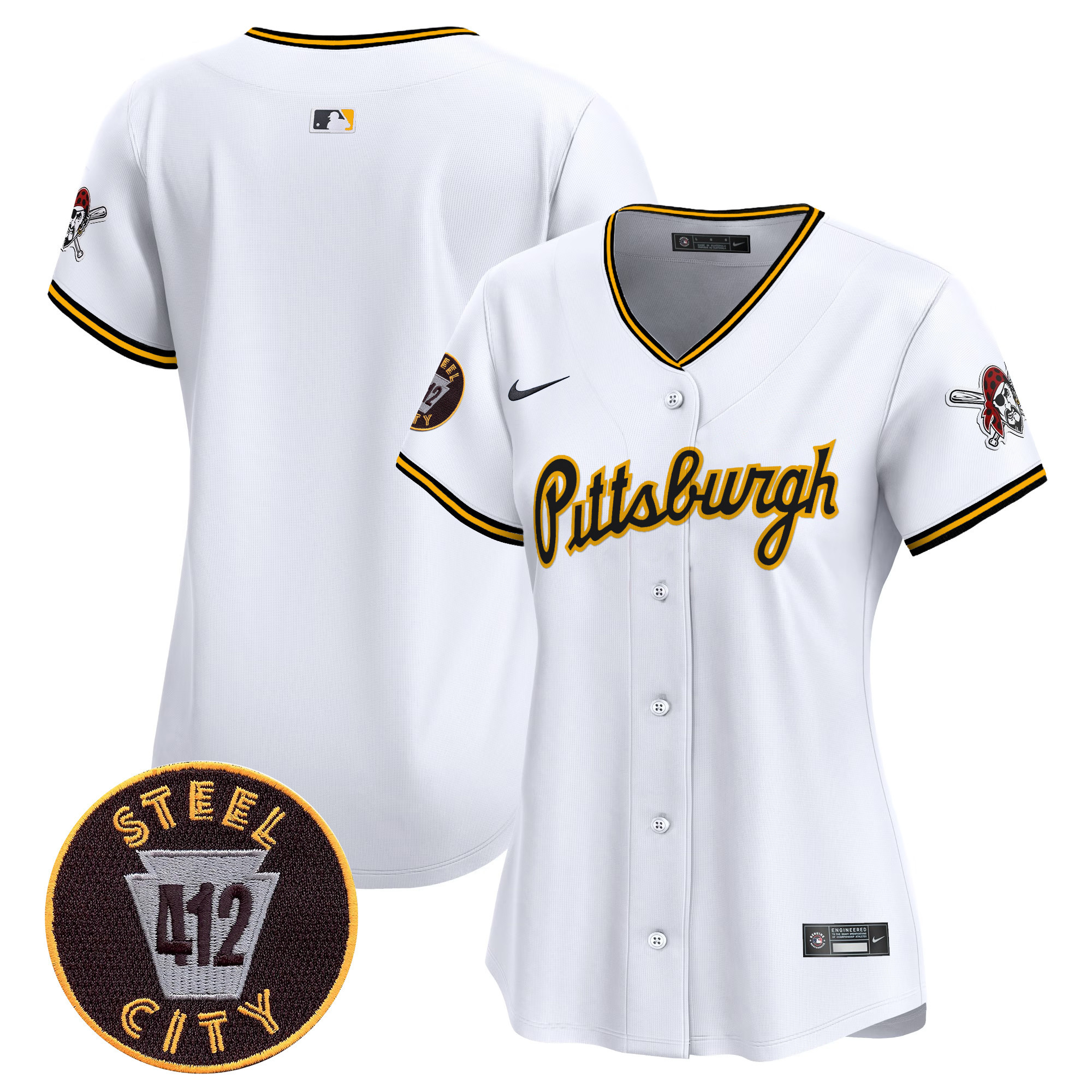 Women's Pittsburgh Pirates 412 Patch Vapor Premier Limited White Jersey V4 - All Stitched
