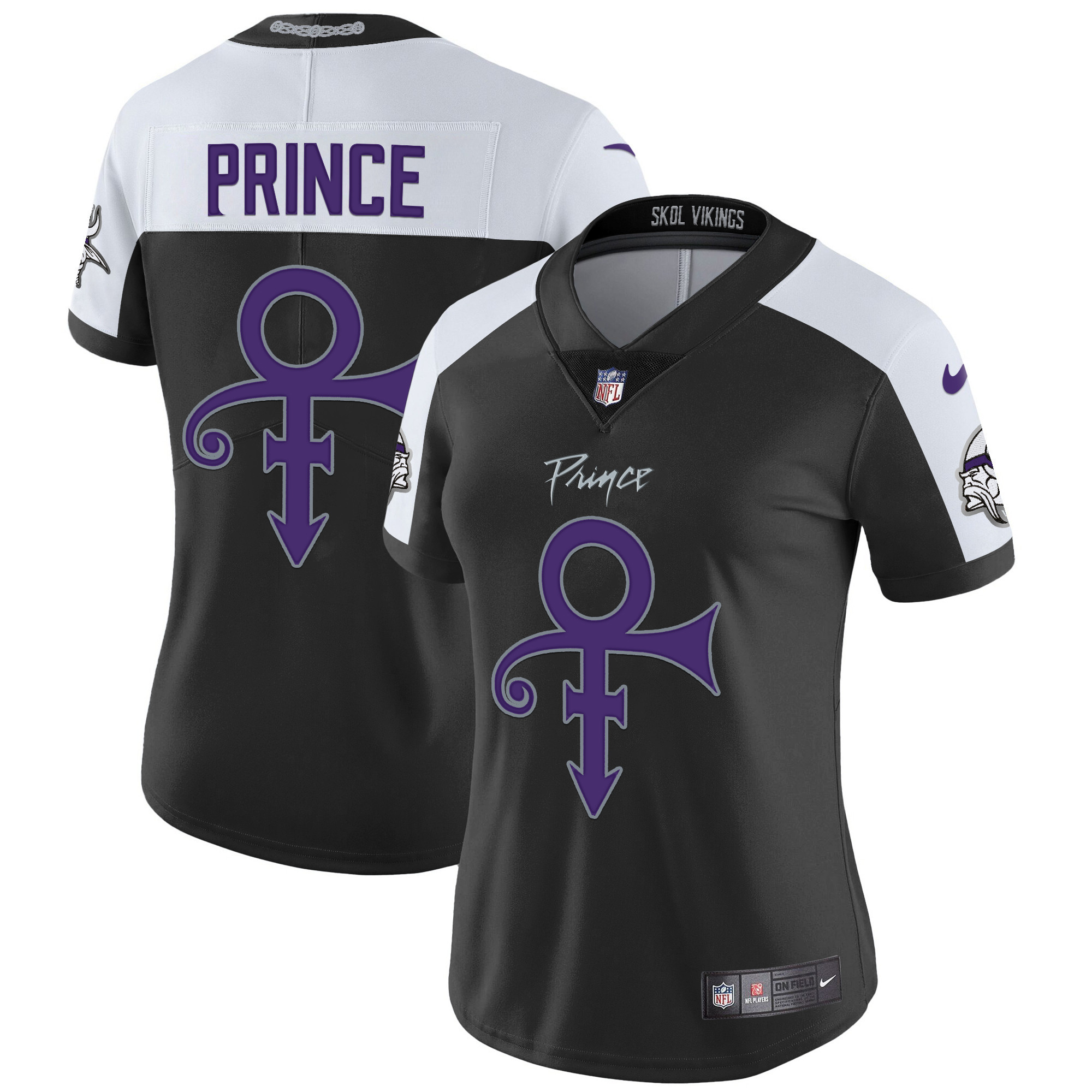 Women's Prince Minnesota Vikings 2024 Prince Vapor Limited Black Alternate Jersey - All Stitched