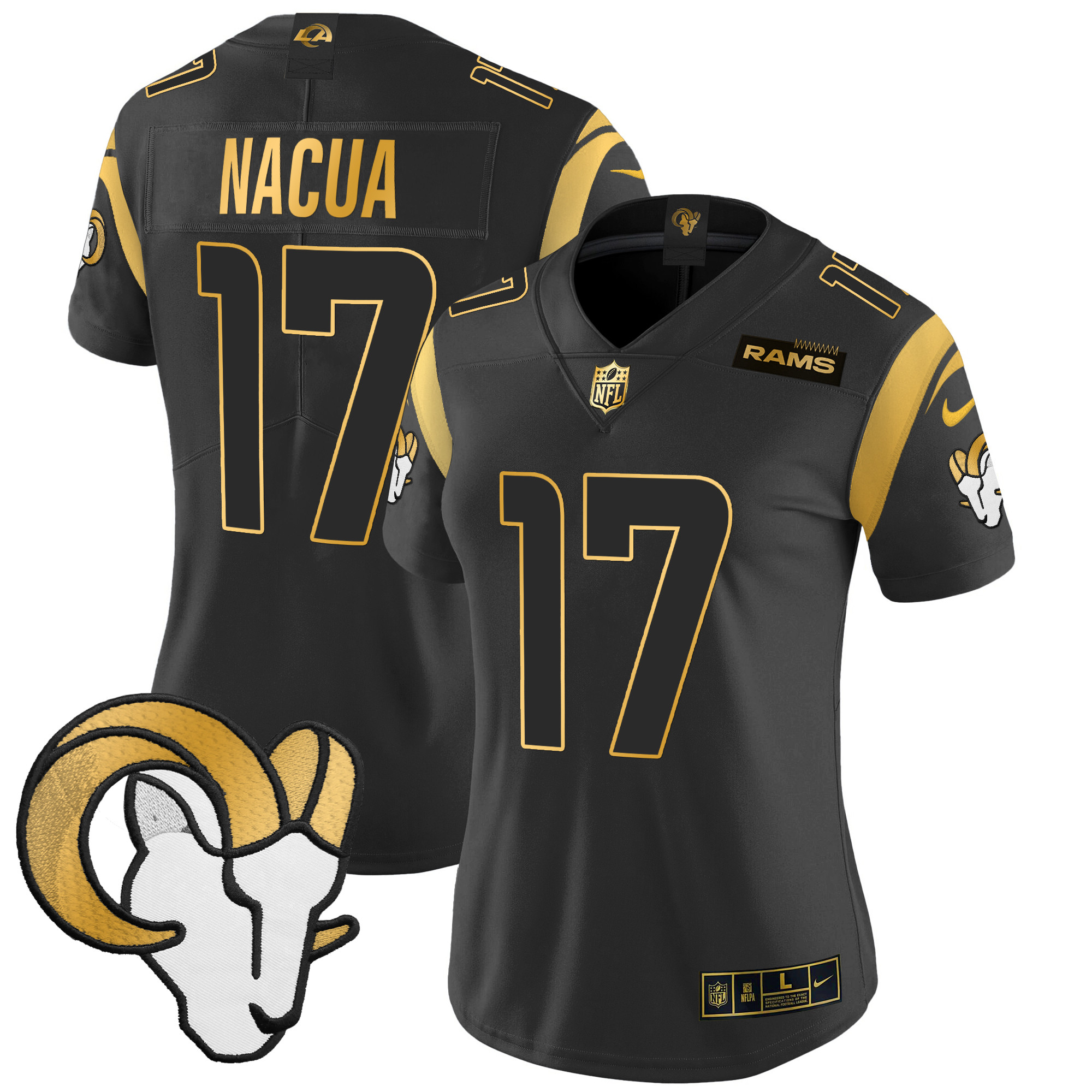 Women's Puka Nacua Los Angeles Rams 2024 Gold Vapor Limited Black Gold Jersey - All Stitched
